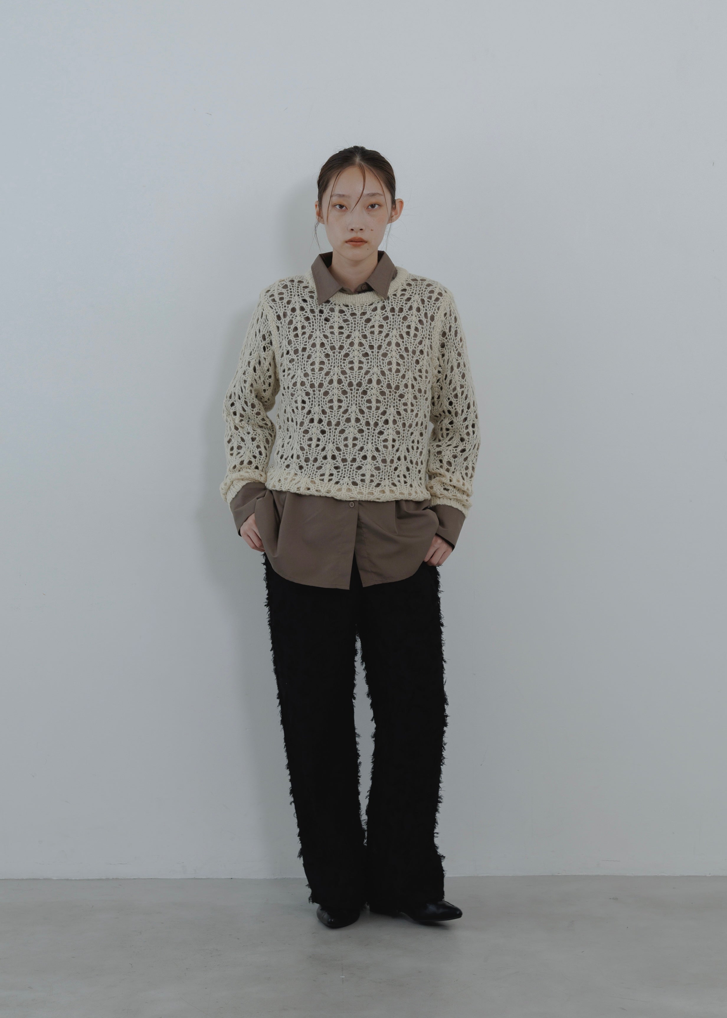 OPENWORK MOHAIR KNIT PULLOVER