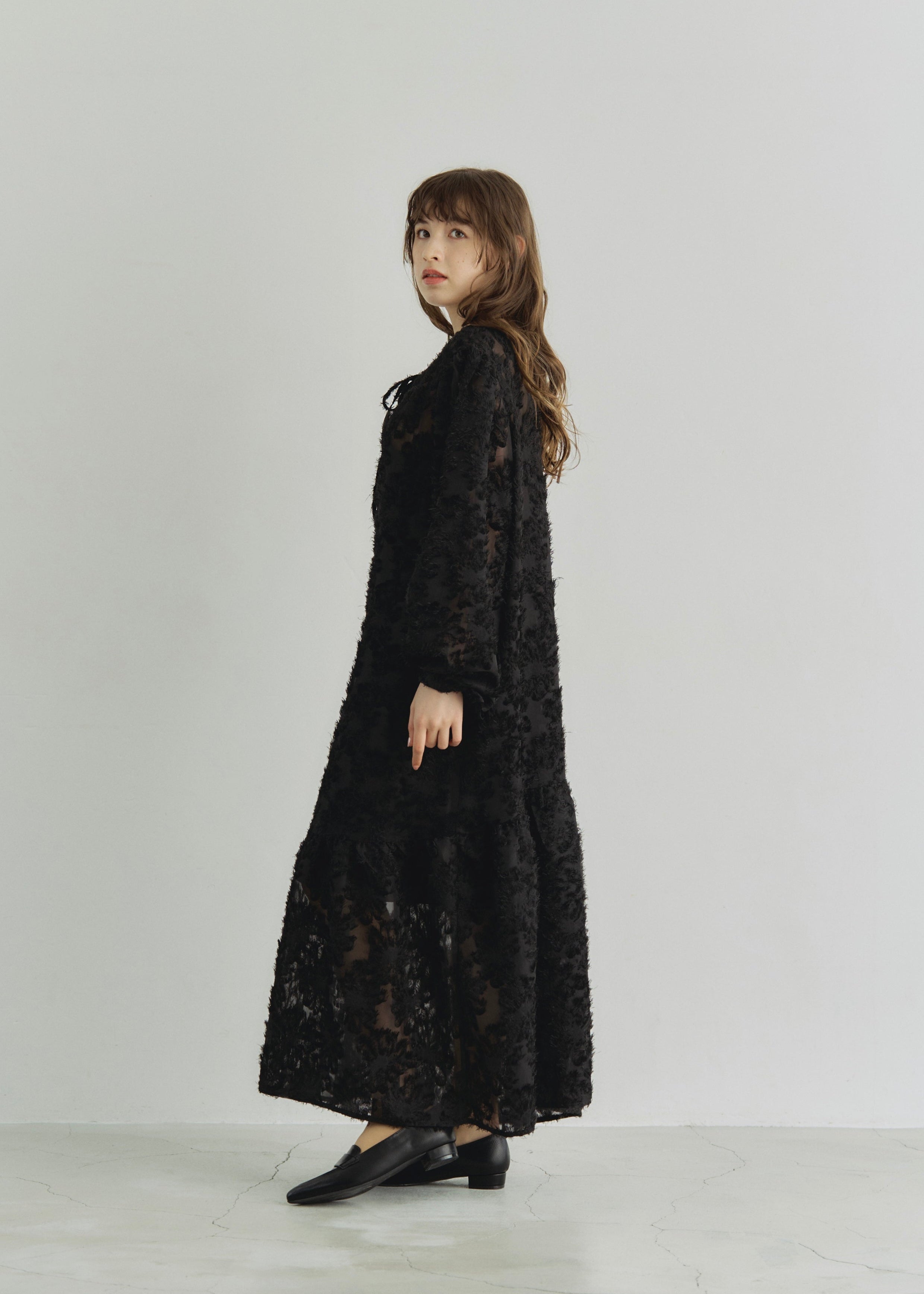 2WAY SHEER JACQUARD DRESS