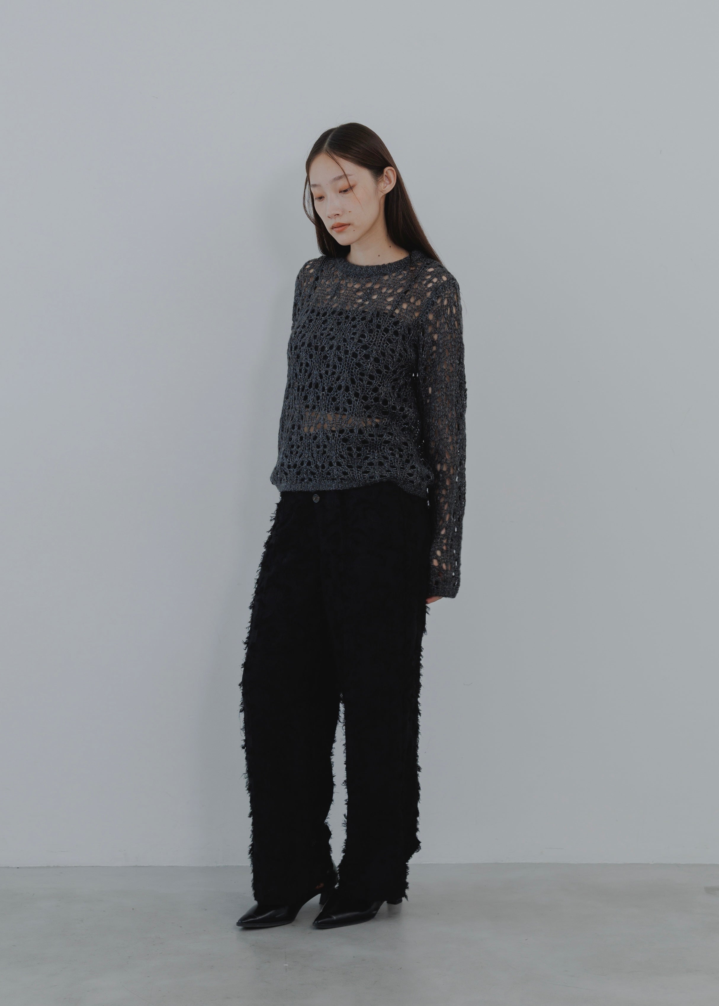 OPENWORK MOHAIR KNIT PULLOVER