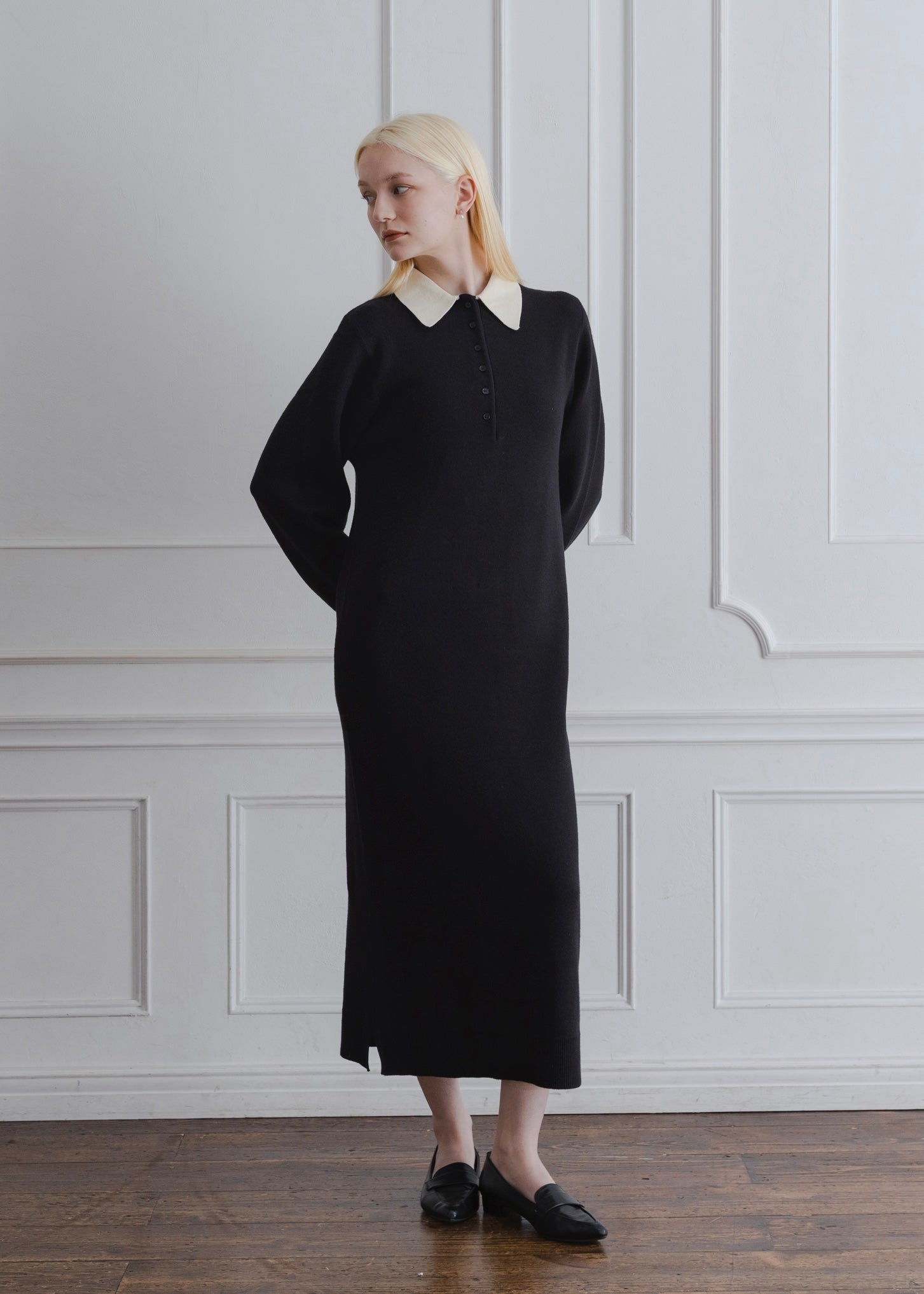 BICOLOR POLO KNIT DRESS