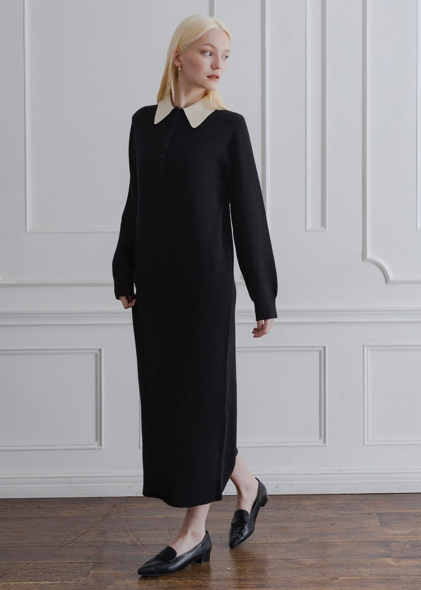 BICOLOR POLO KNIT DRESS