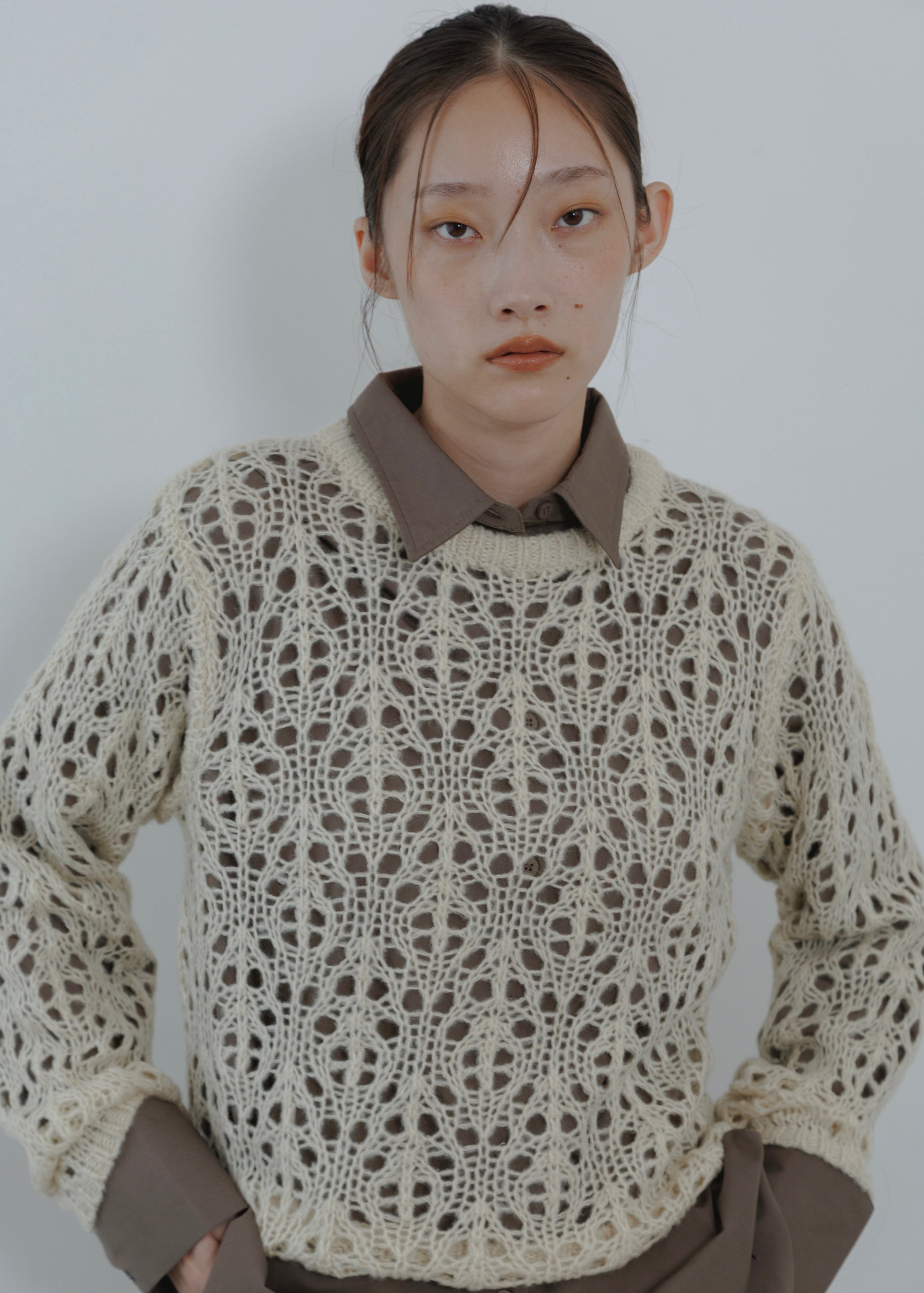 OPENWORK MOHAIR KNIT PULLOVER