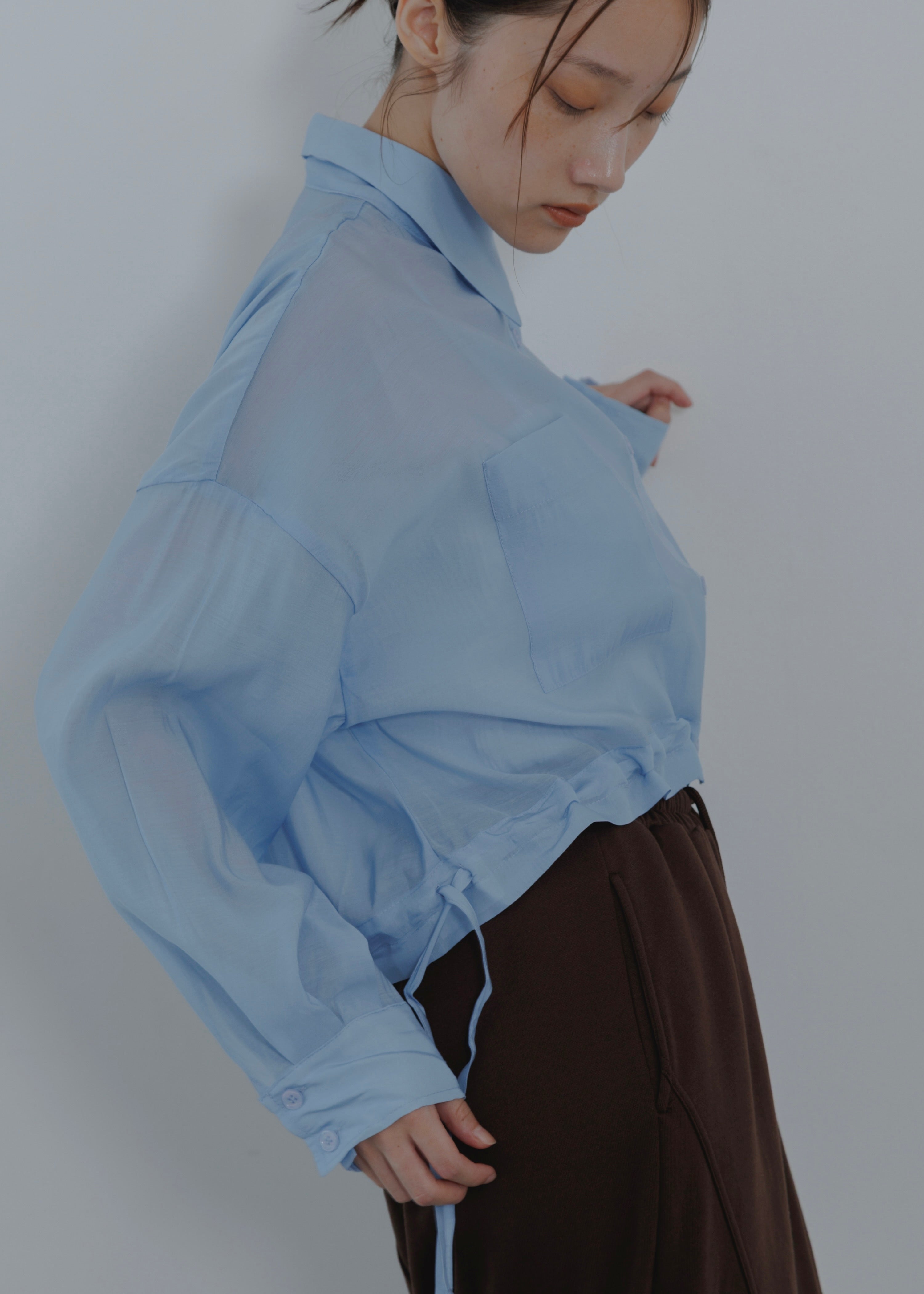 SHEER GATHER SHORT BLOUSE