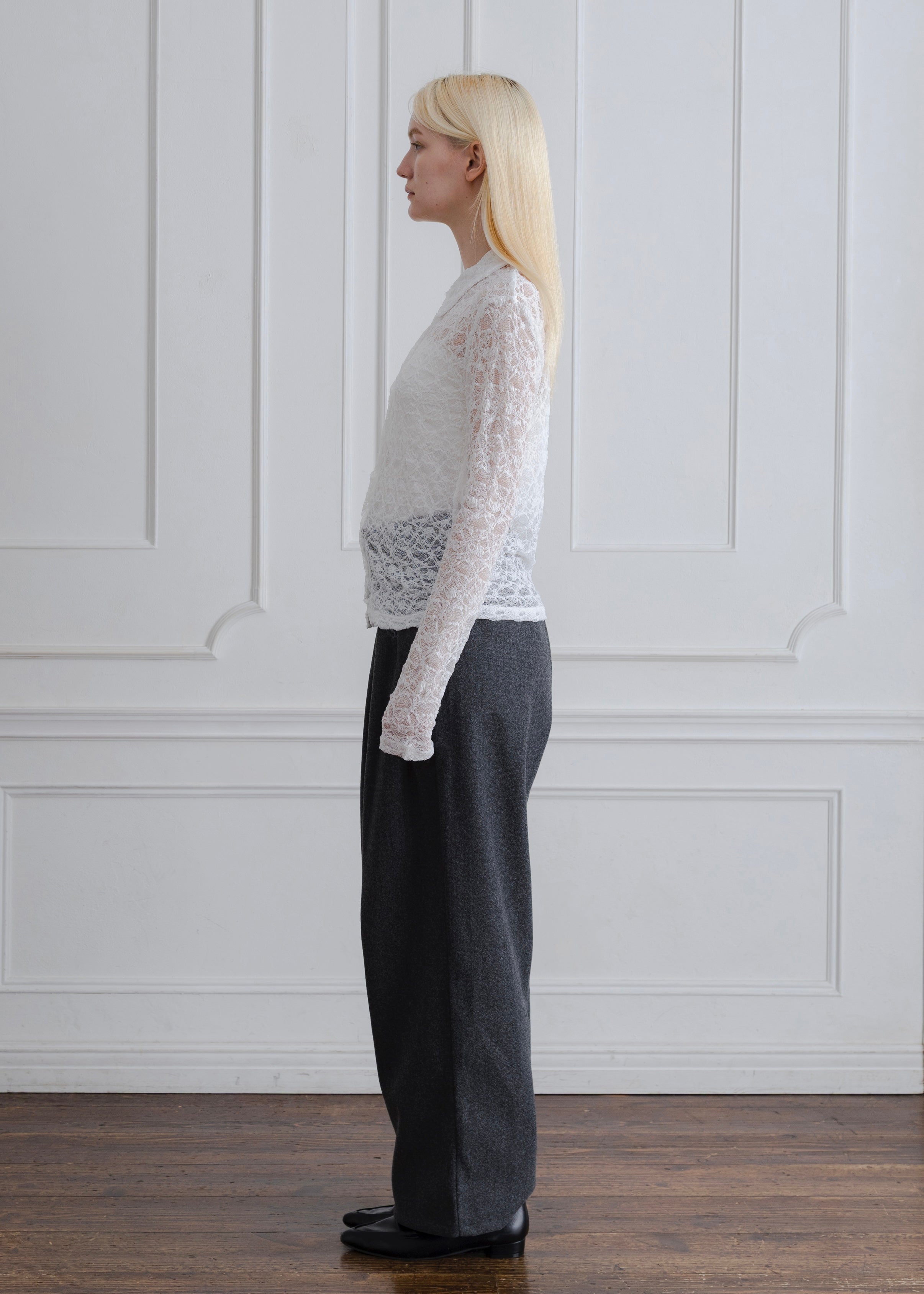 FAUX WOOL TUCK PANTS