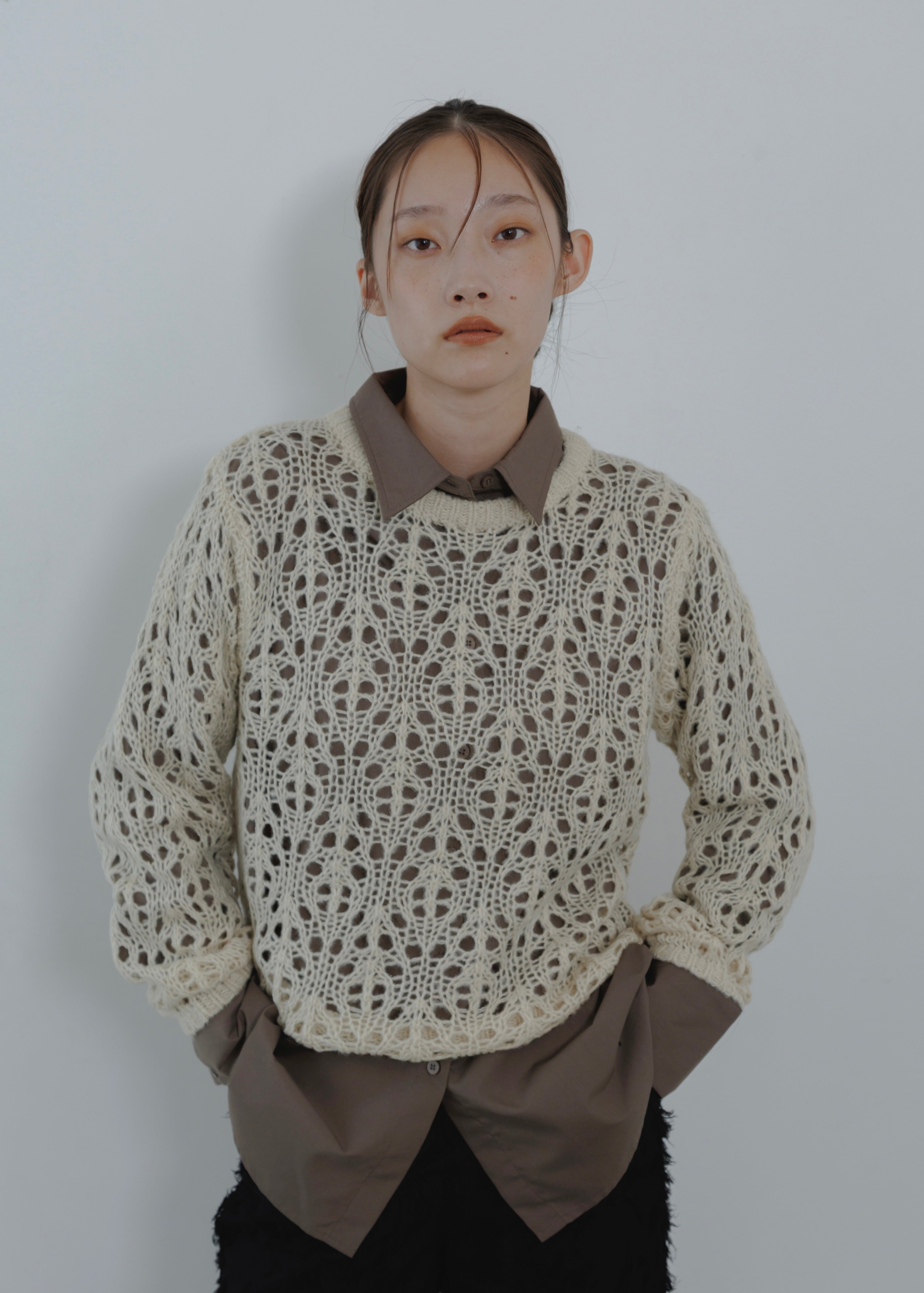 OPENWORK MOHAIR KNIT PULLOVER