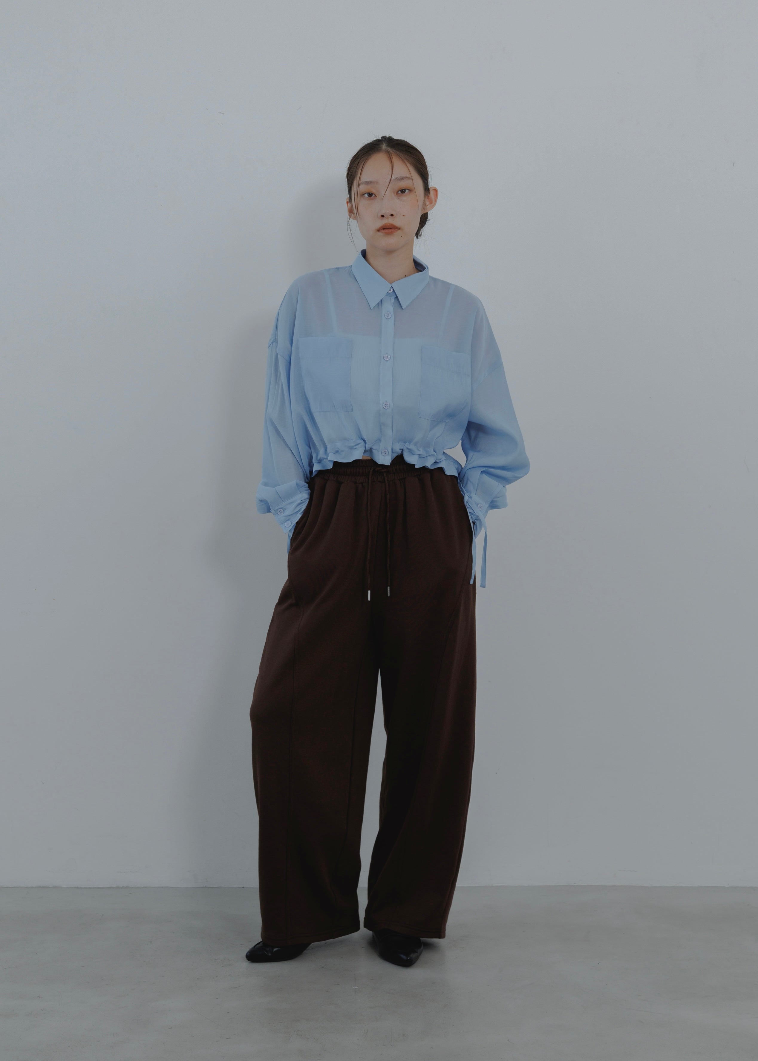SHEER GATHER SHORT BLOUSE