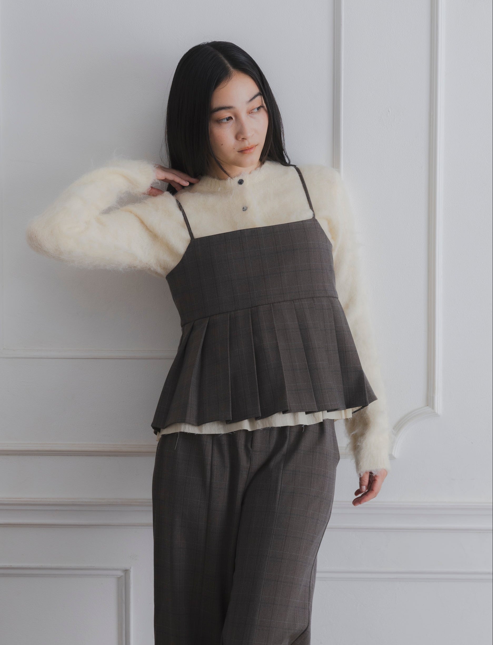 CHECK PLEATS CAMISOLE