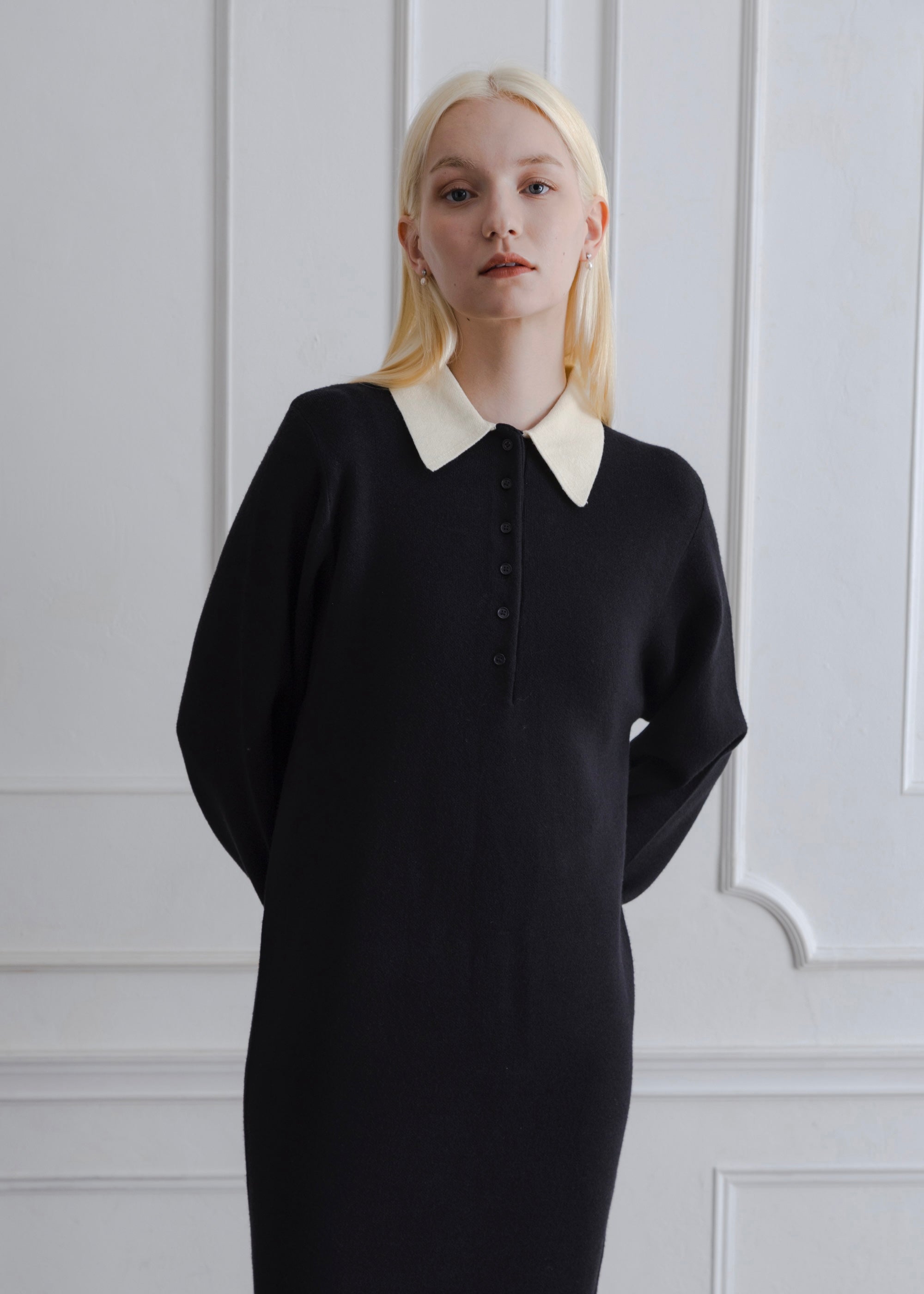 BICOLOR POLO KNIT DRESS