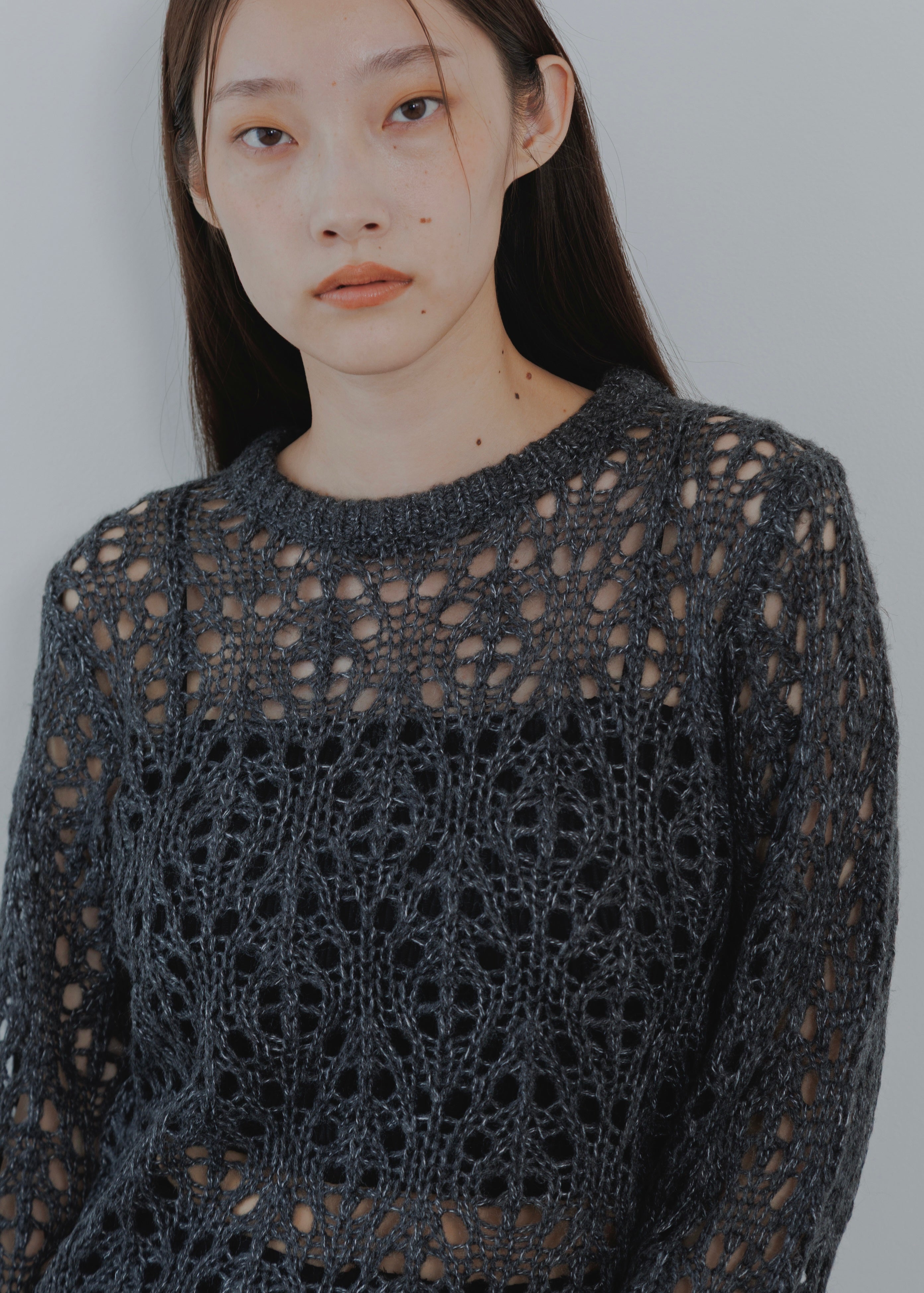 OPENWORK MOHAIR KNIT PULLOVER