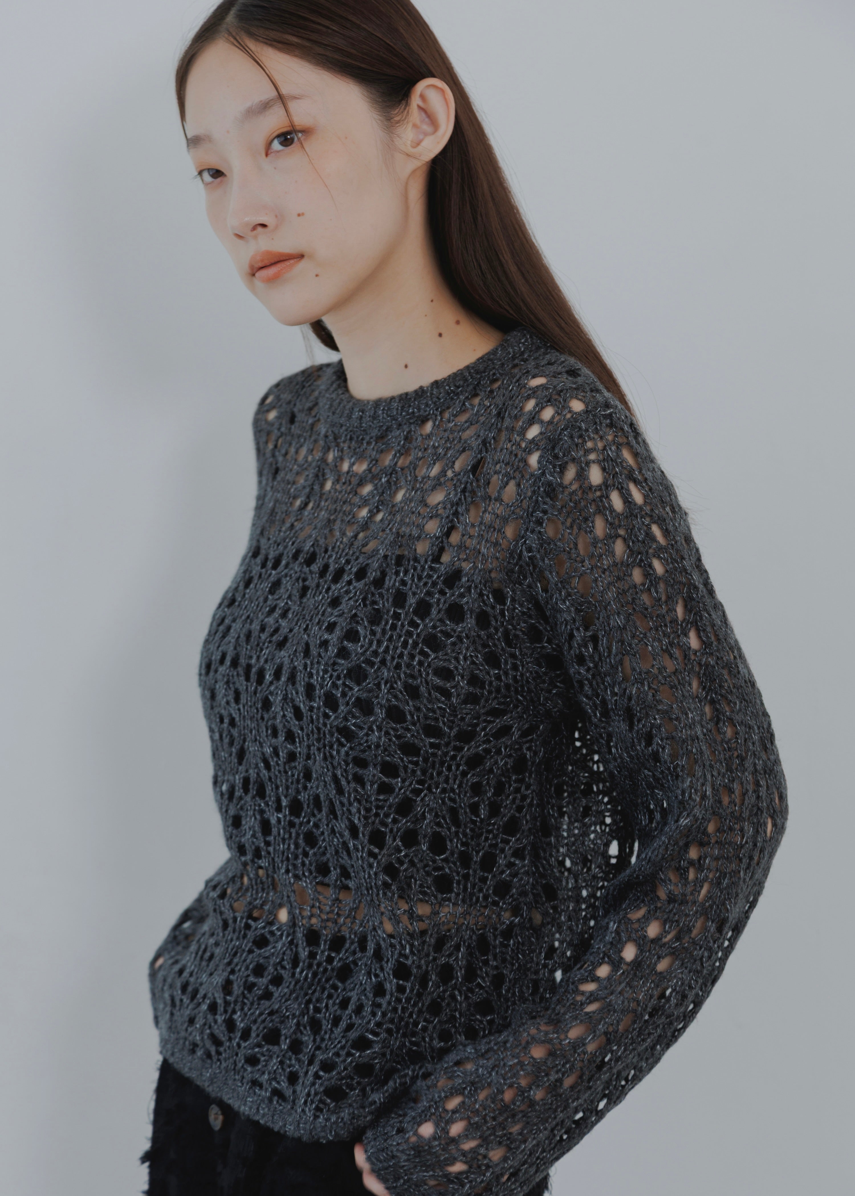 OPENWORK MOHAIR KNIT PULLOVER