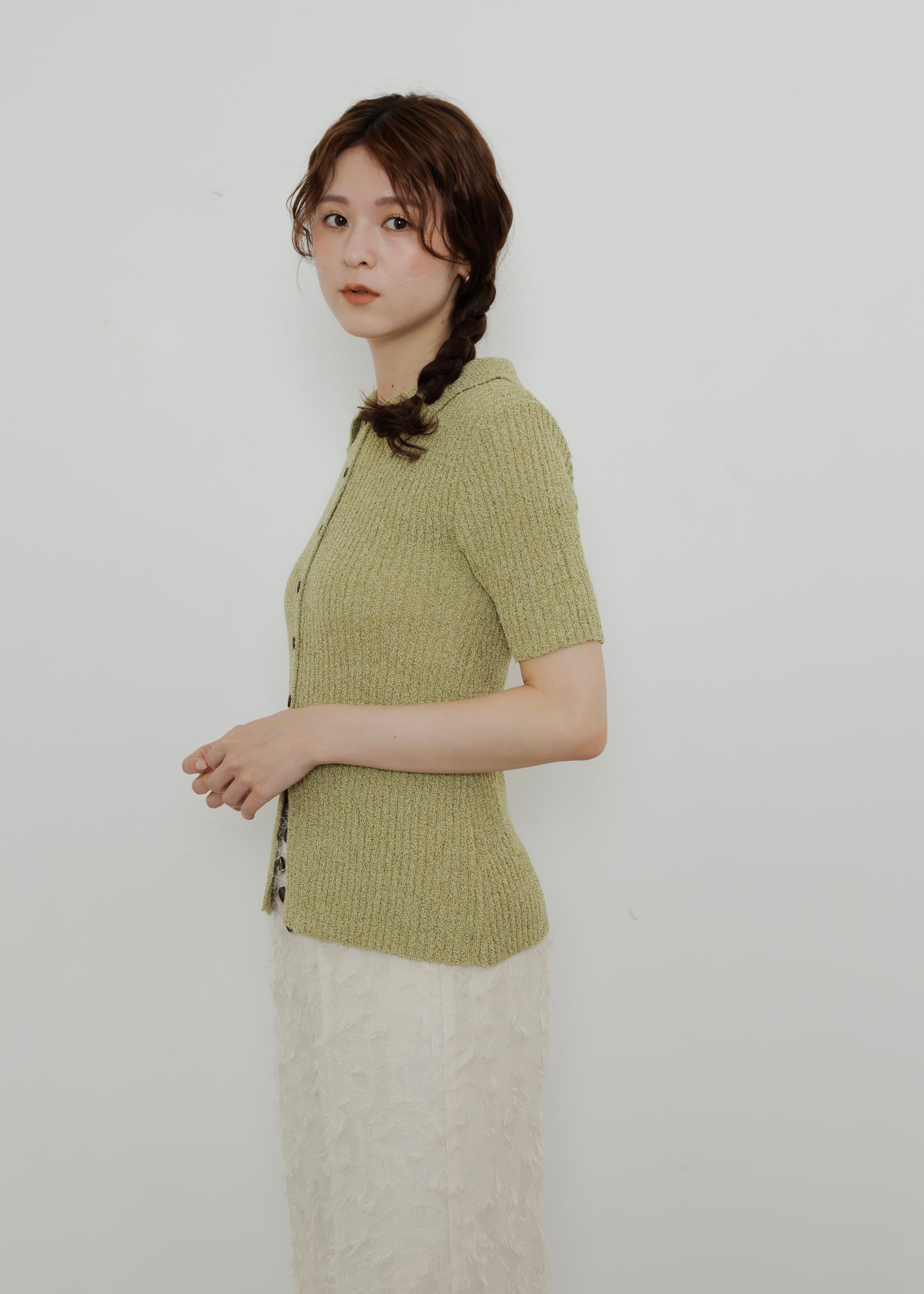 MIX KNIT POLO CARDIGAN