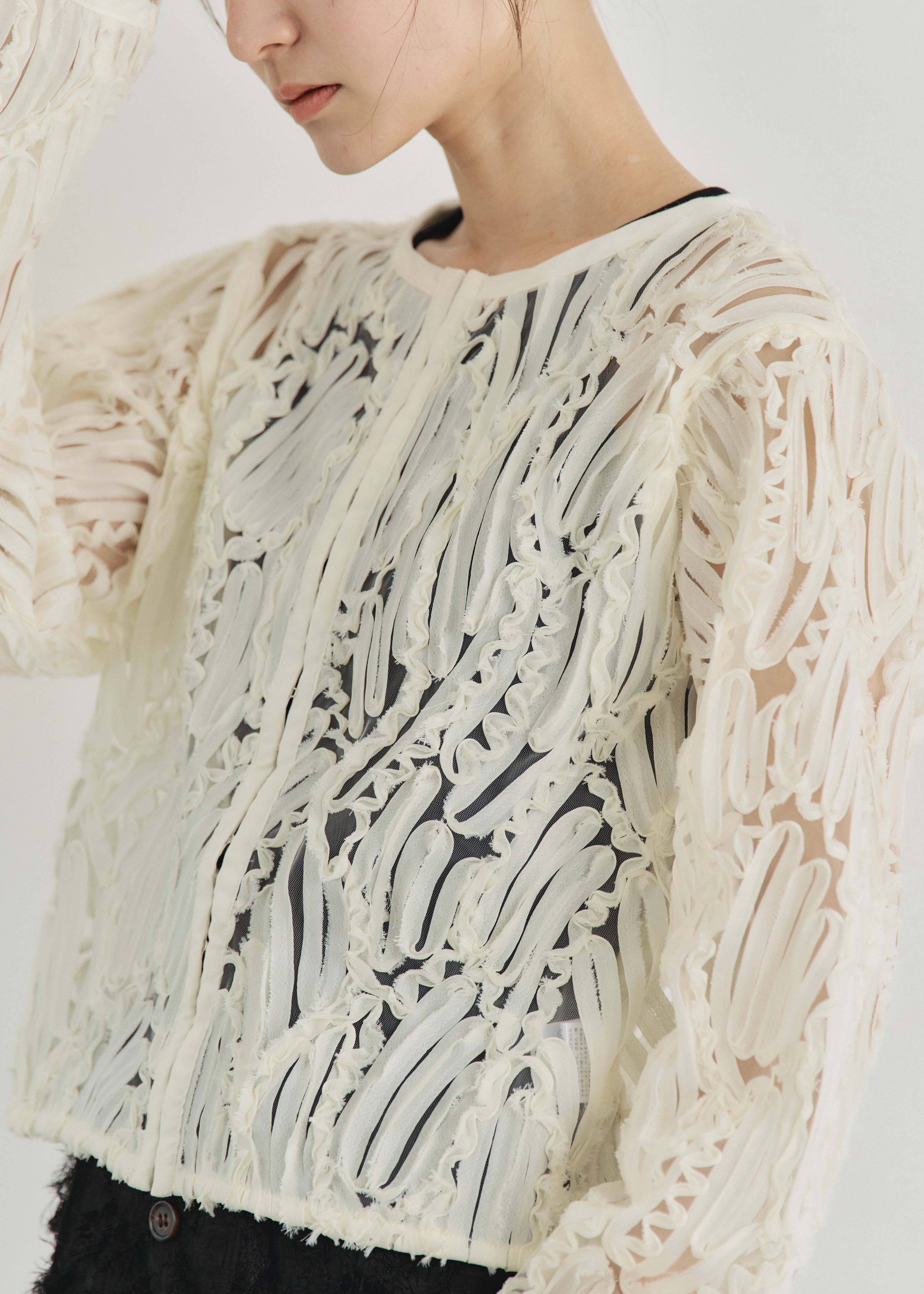 EMBROIDRED TULLE CARDIGAN
