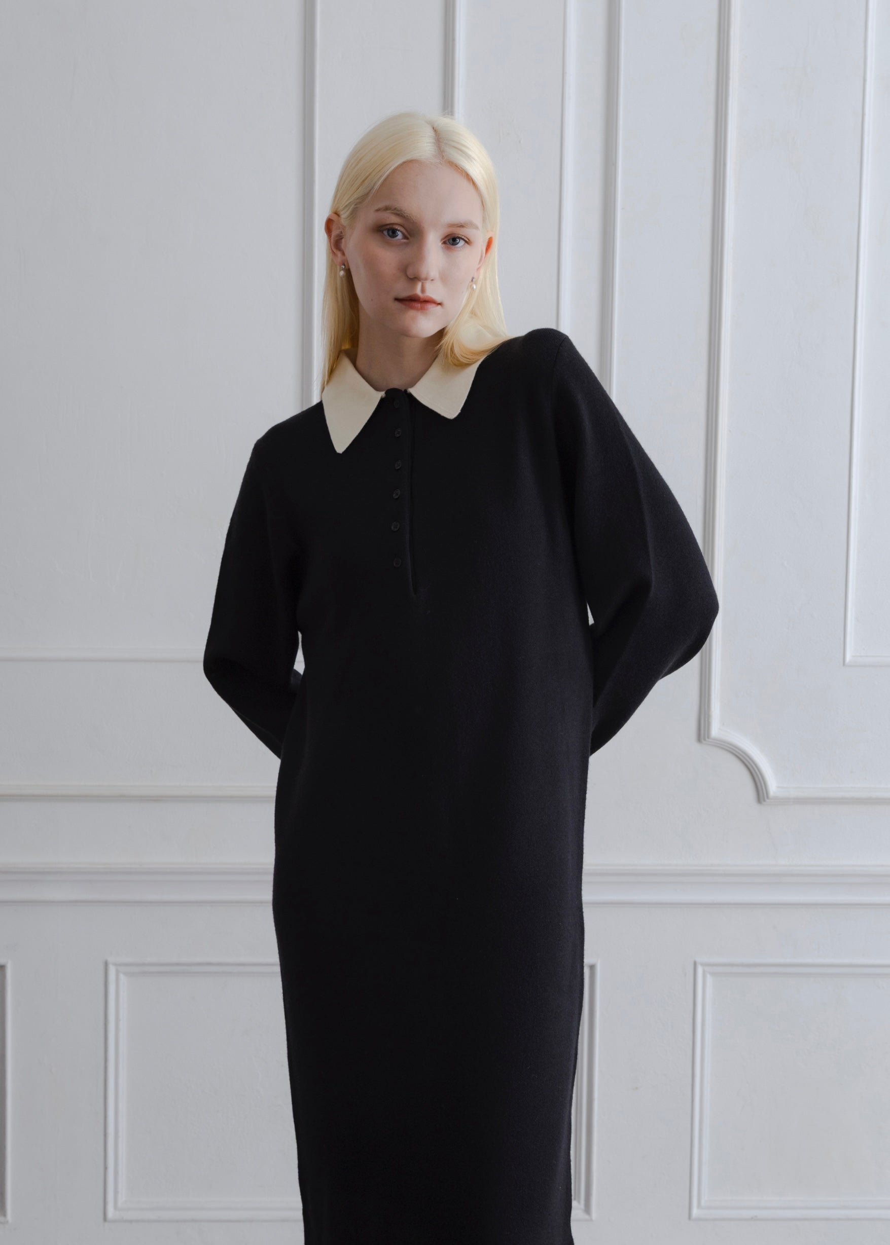 BICOLOR POLO KNIT DRESS