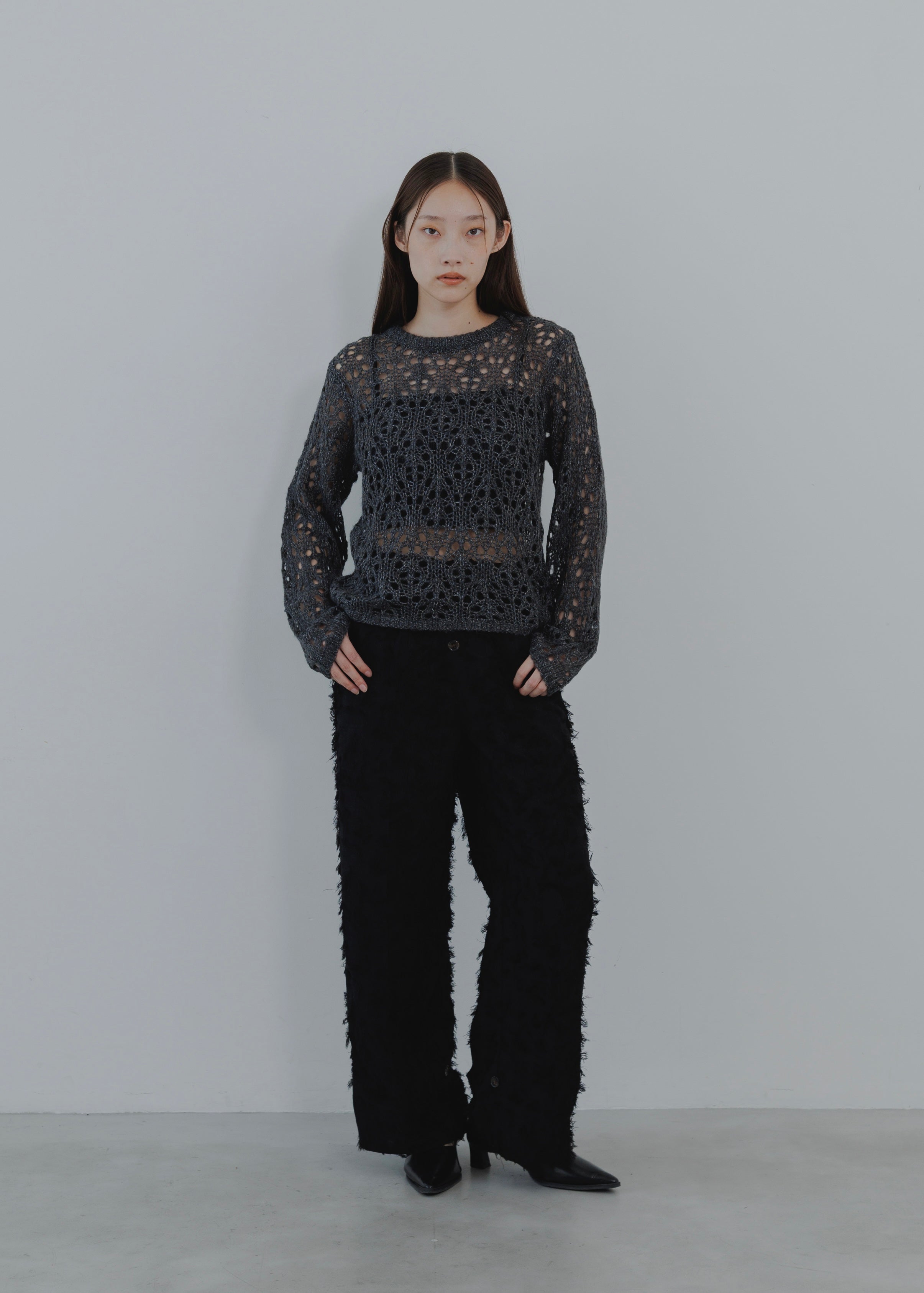OPENWORK MOHAIR KNIT PULLOVER