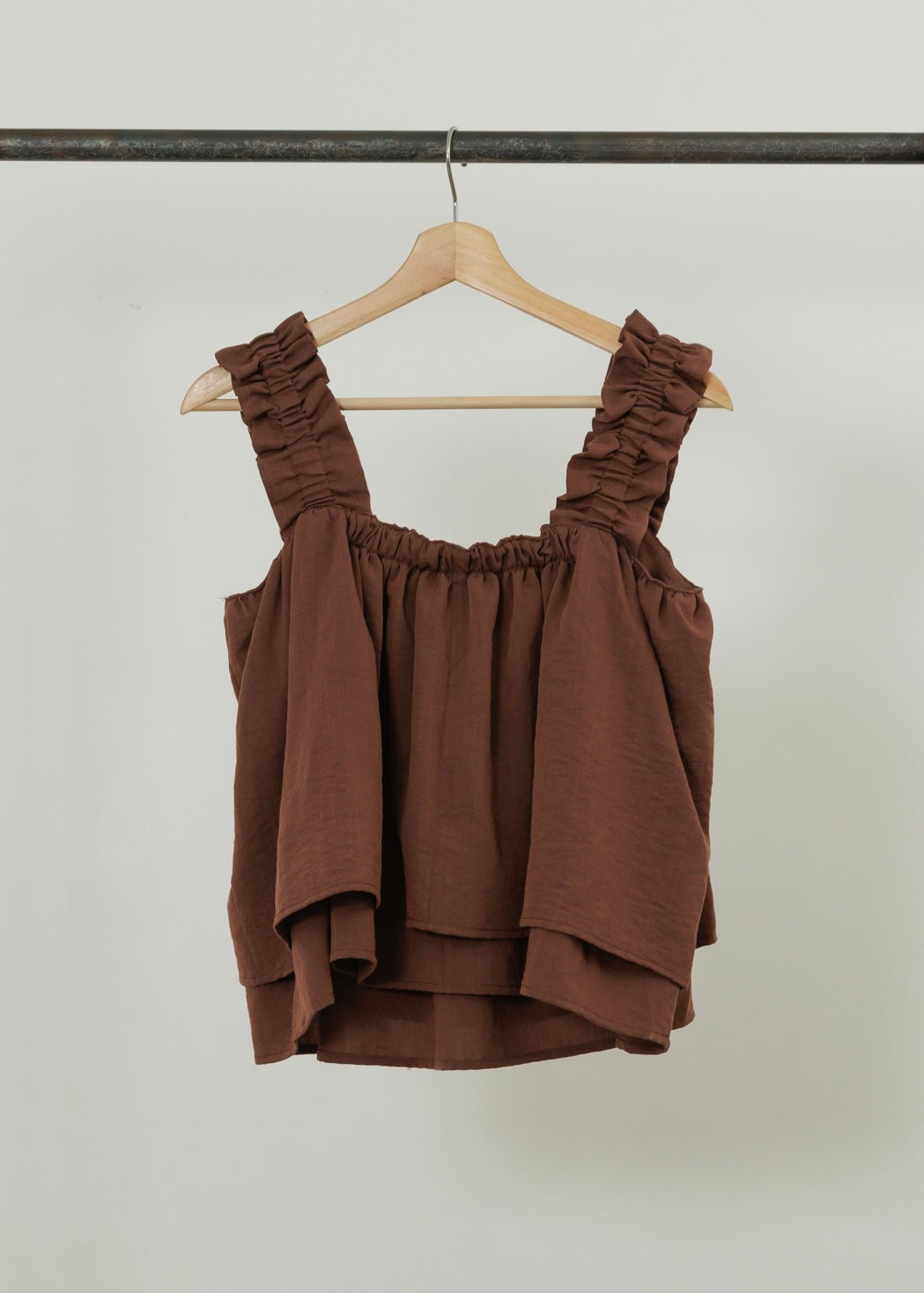 LINEN SLUB SHIRRING CAMISOLE