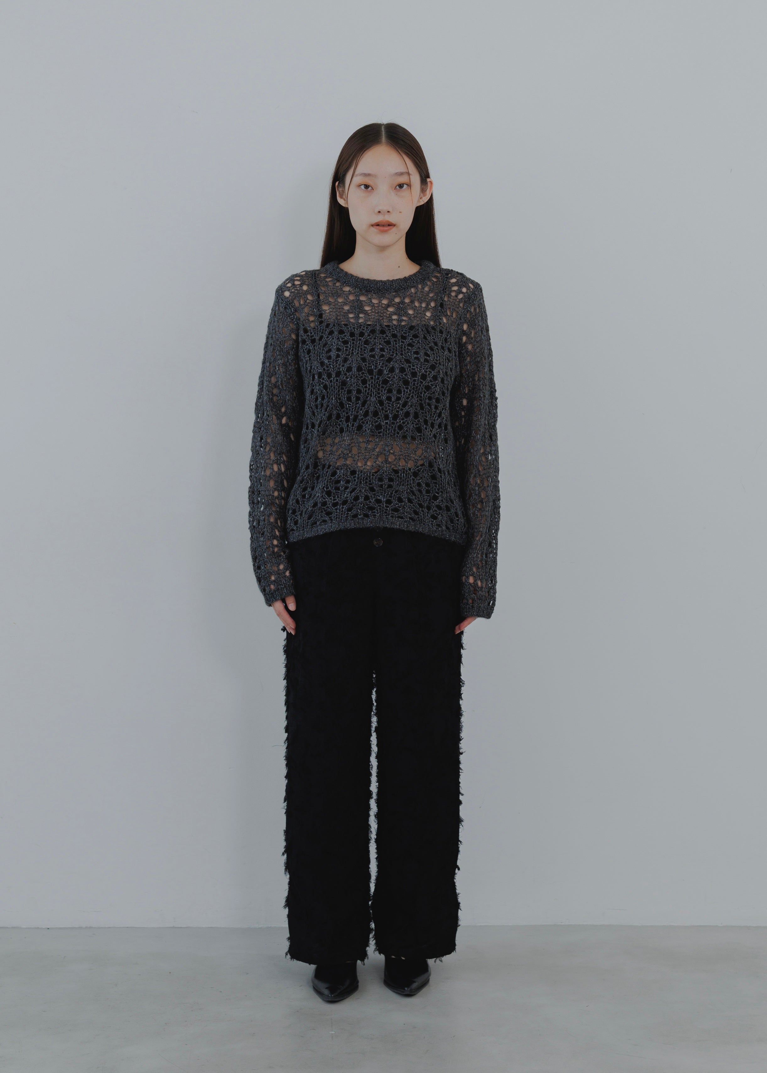 OPENWORK MOHAIR KNIT PULLOVER