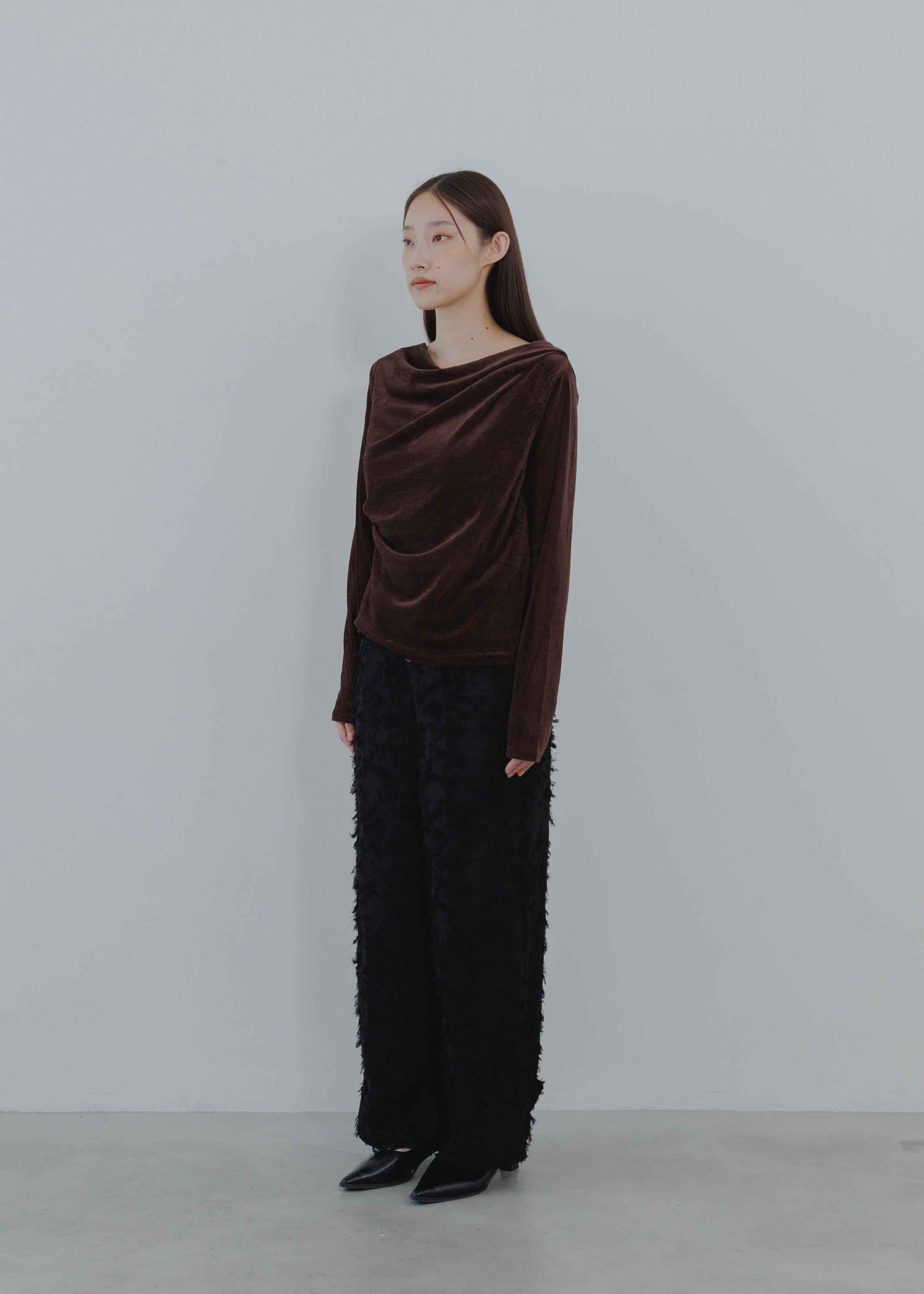 SHEER VELOUR DRAPE PULLOVER
