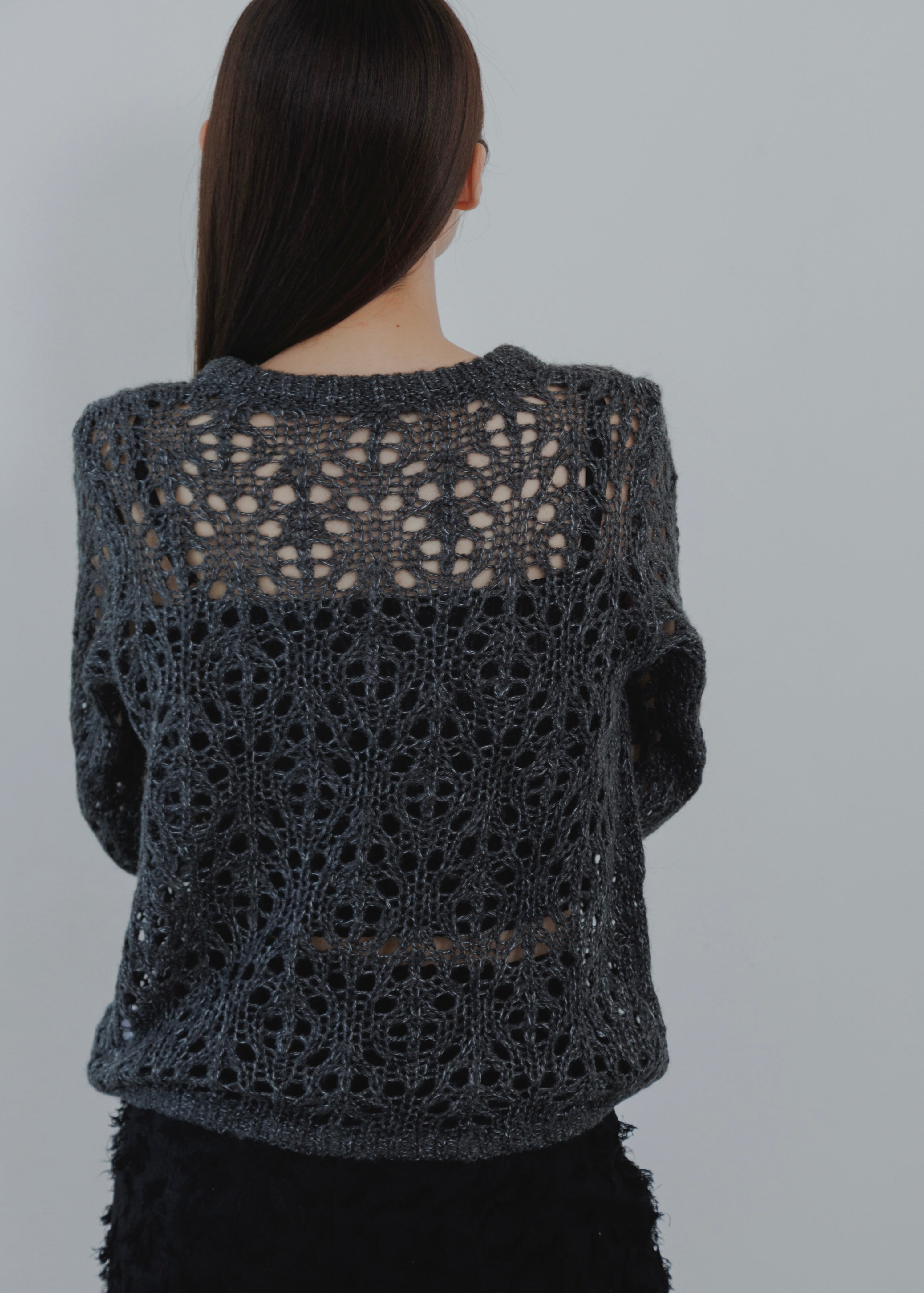 OPENWORK MOHAIR KNIT PULLOVER
