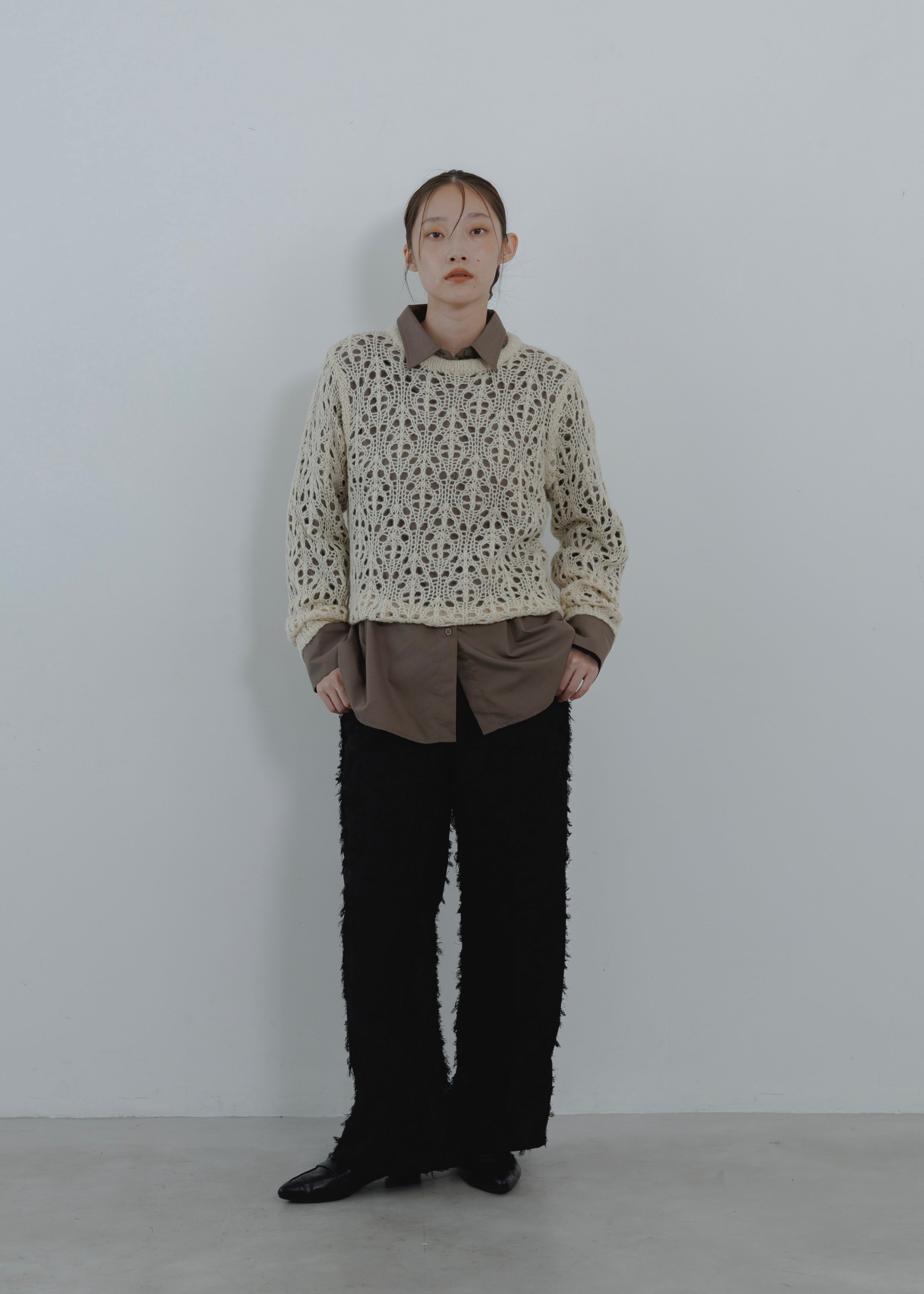 OPENWORK MOHAIR KNIT PULLOVER