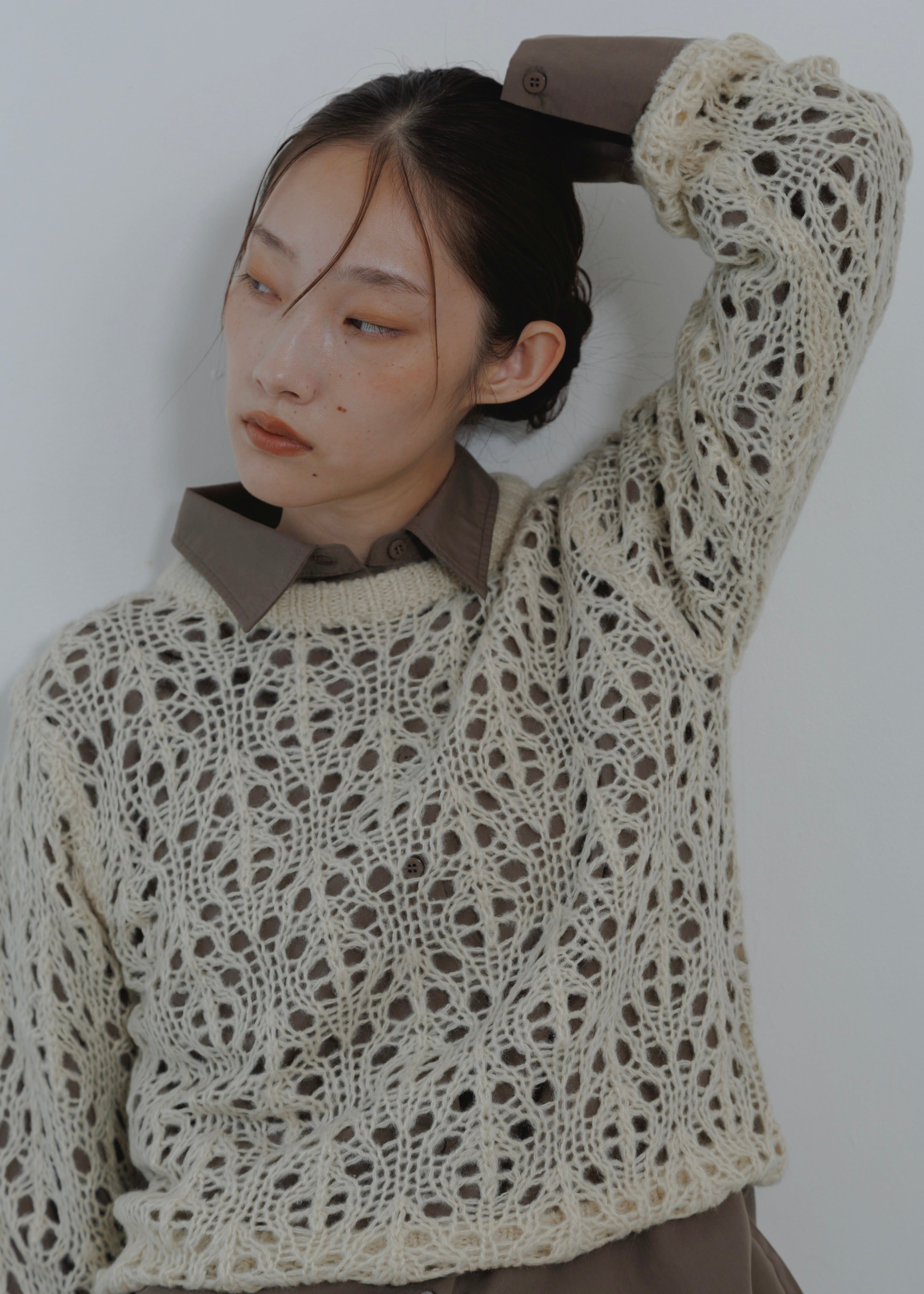 OPENWORK MOHAIR KNIT PULLOVER