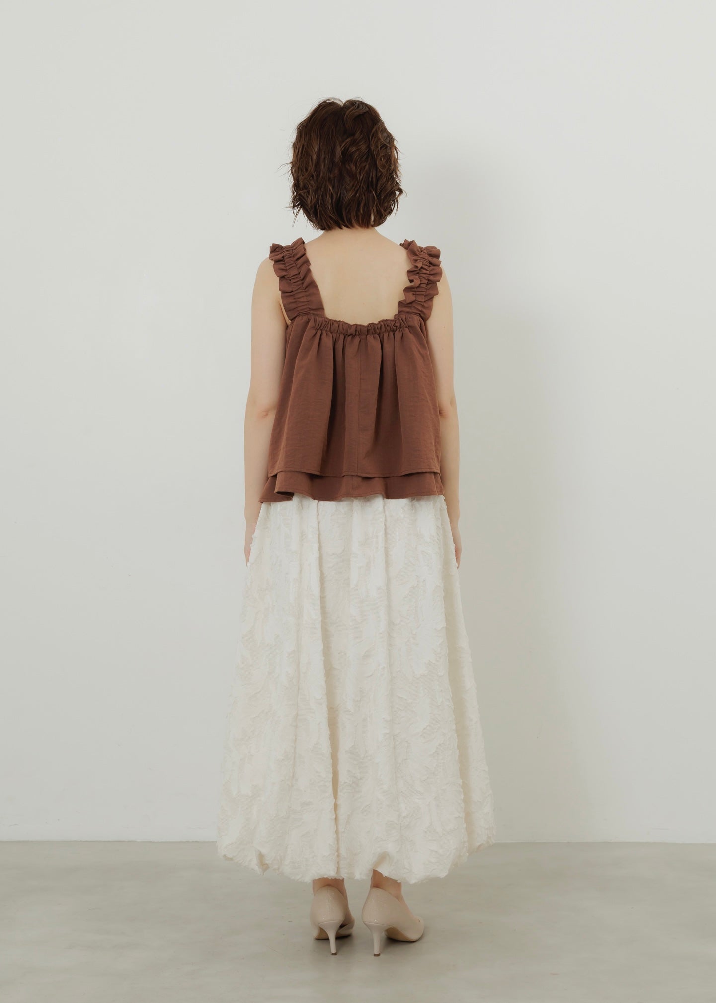 LINEN SLUB SHIRRING CAMISOLE