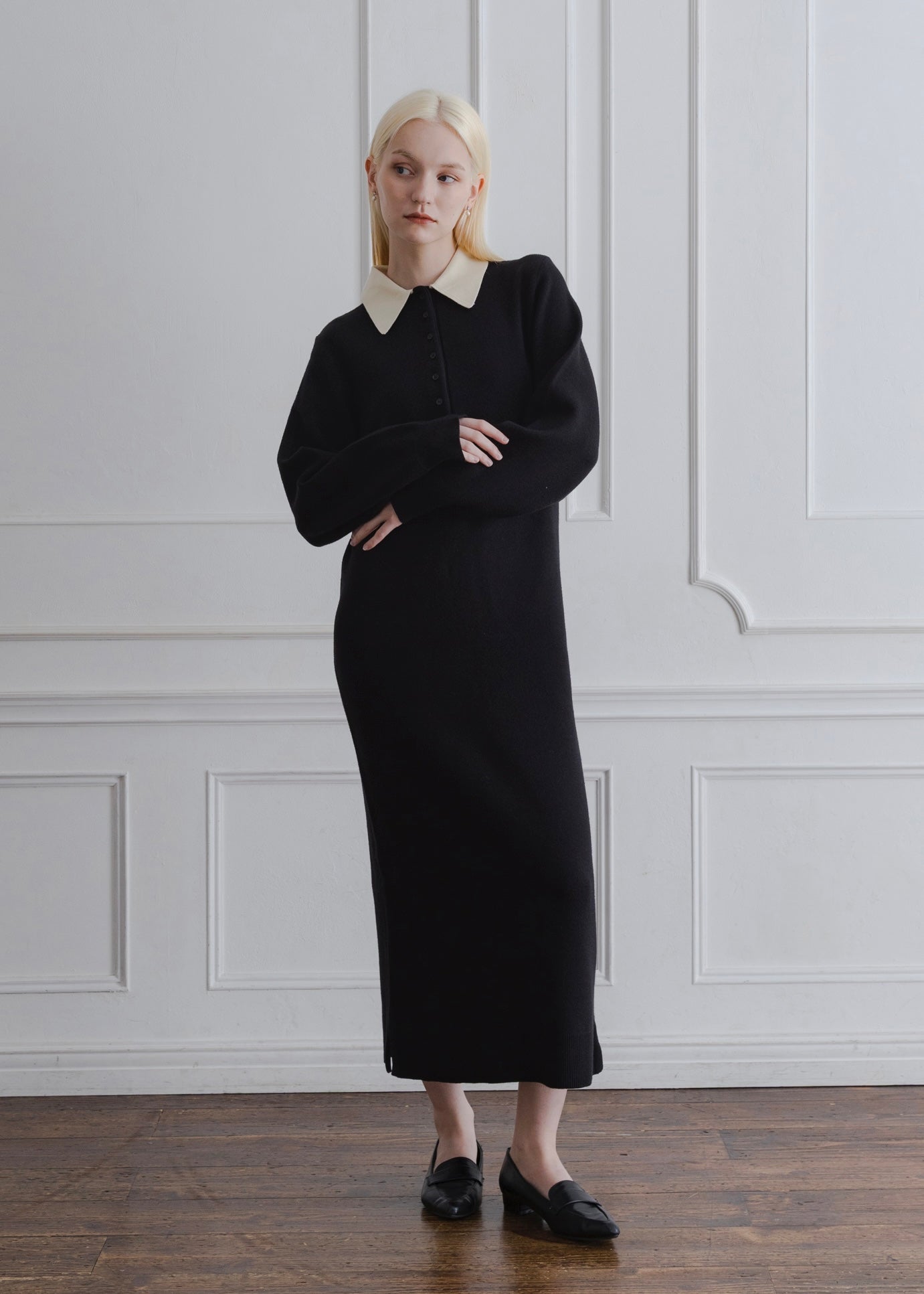 BICOLOR POLO KNIT DRESS