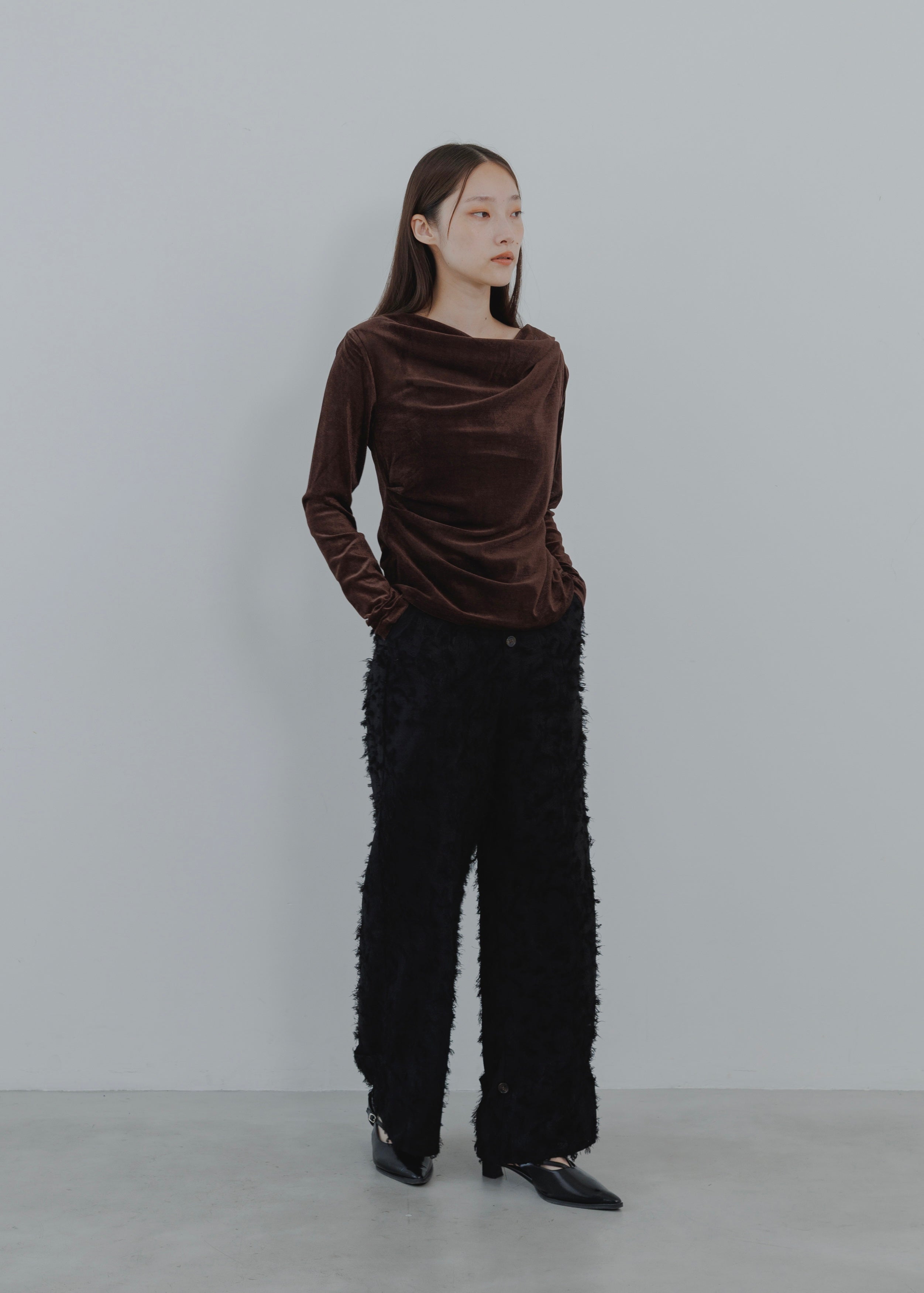 SHEER VELOUR DRAPE PULLOVER