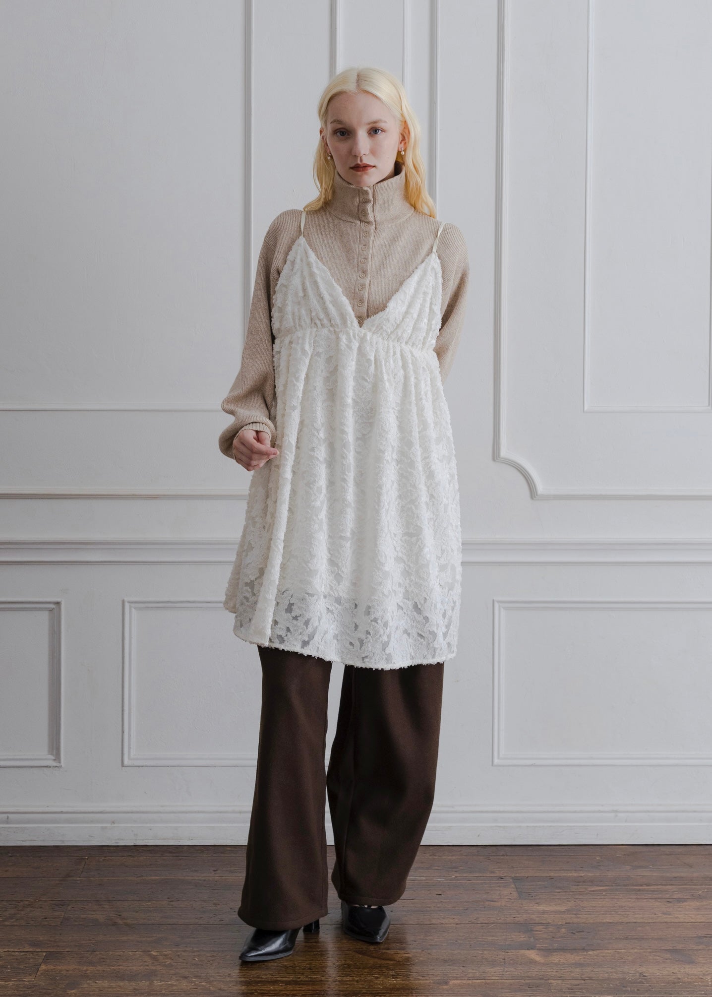 SHEER JACQUARD TUNIC CAMISOLE