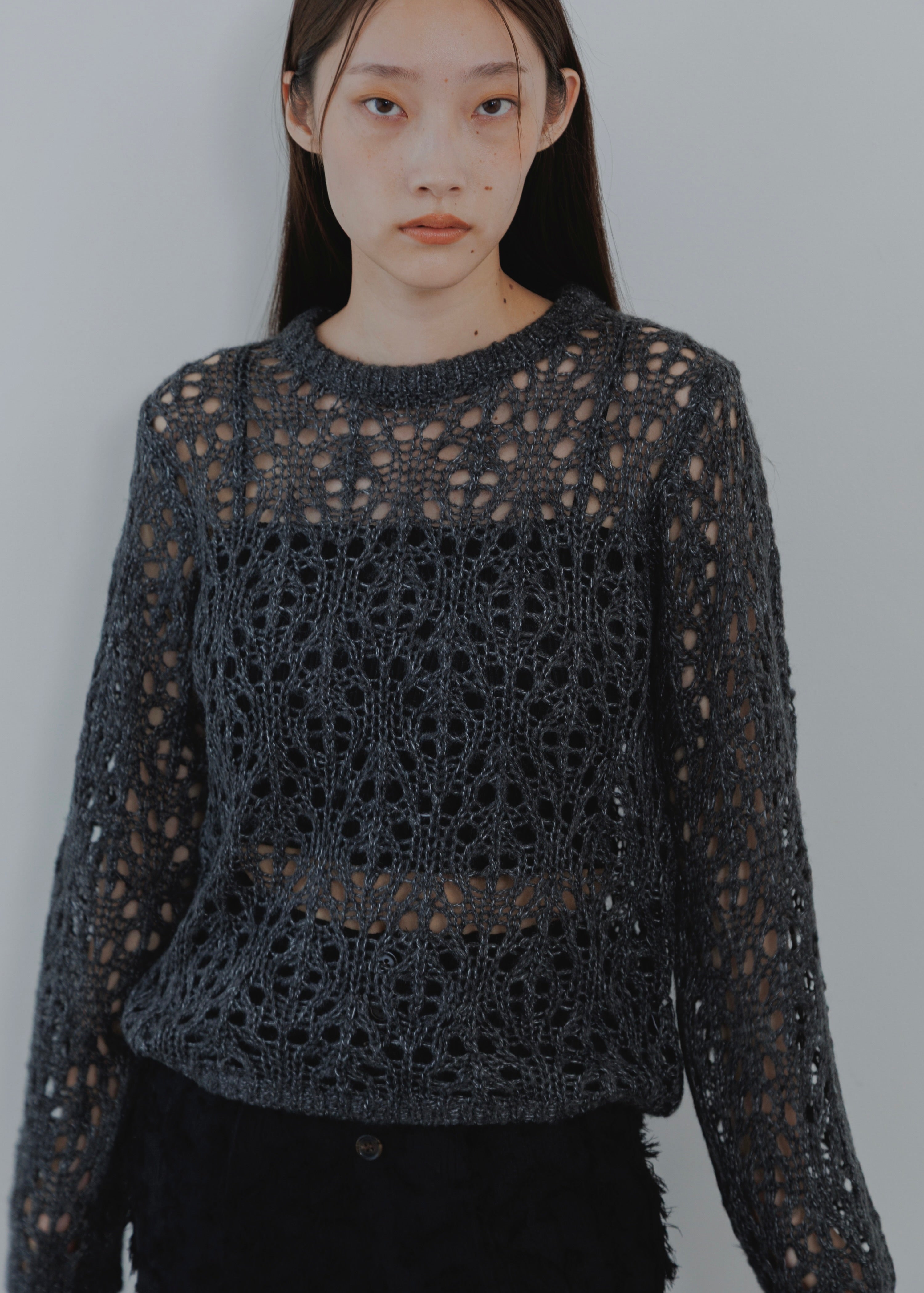 OPENWORK MOHAIR KNIT PULLOVER