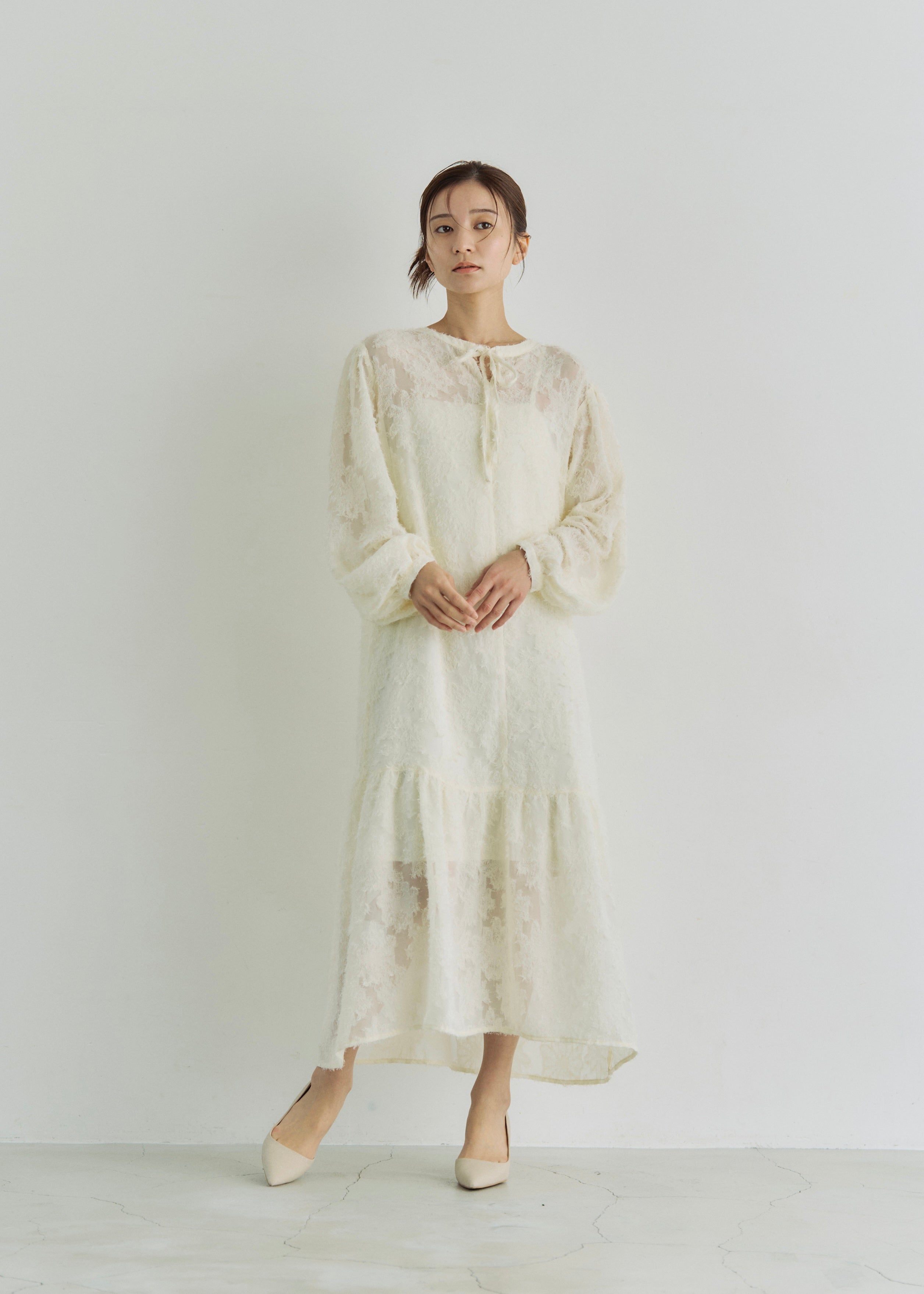 2WAY SHEER JACQUARD DRESS