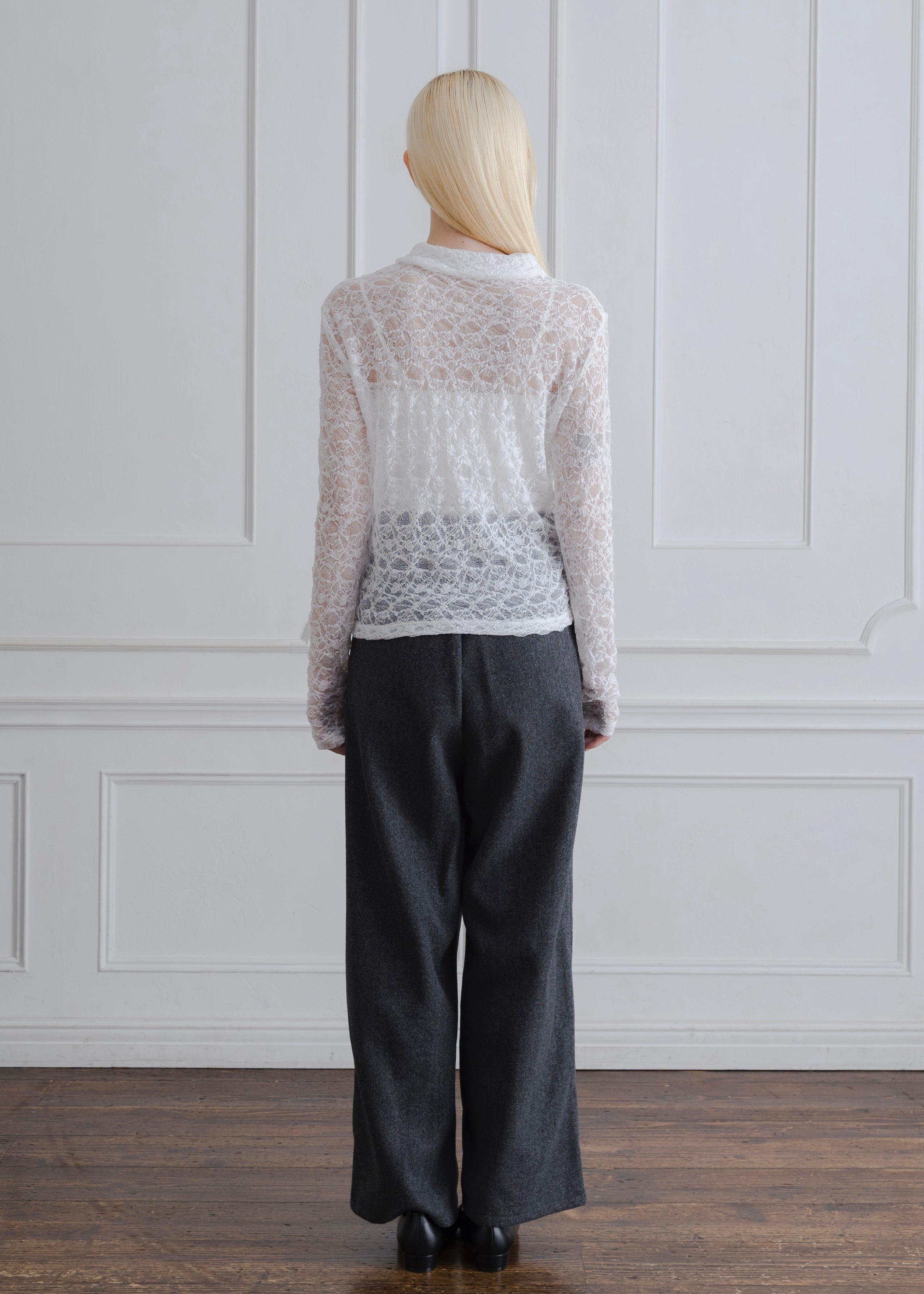 FAUX WOOL TUCK PANTS