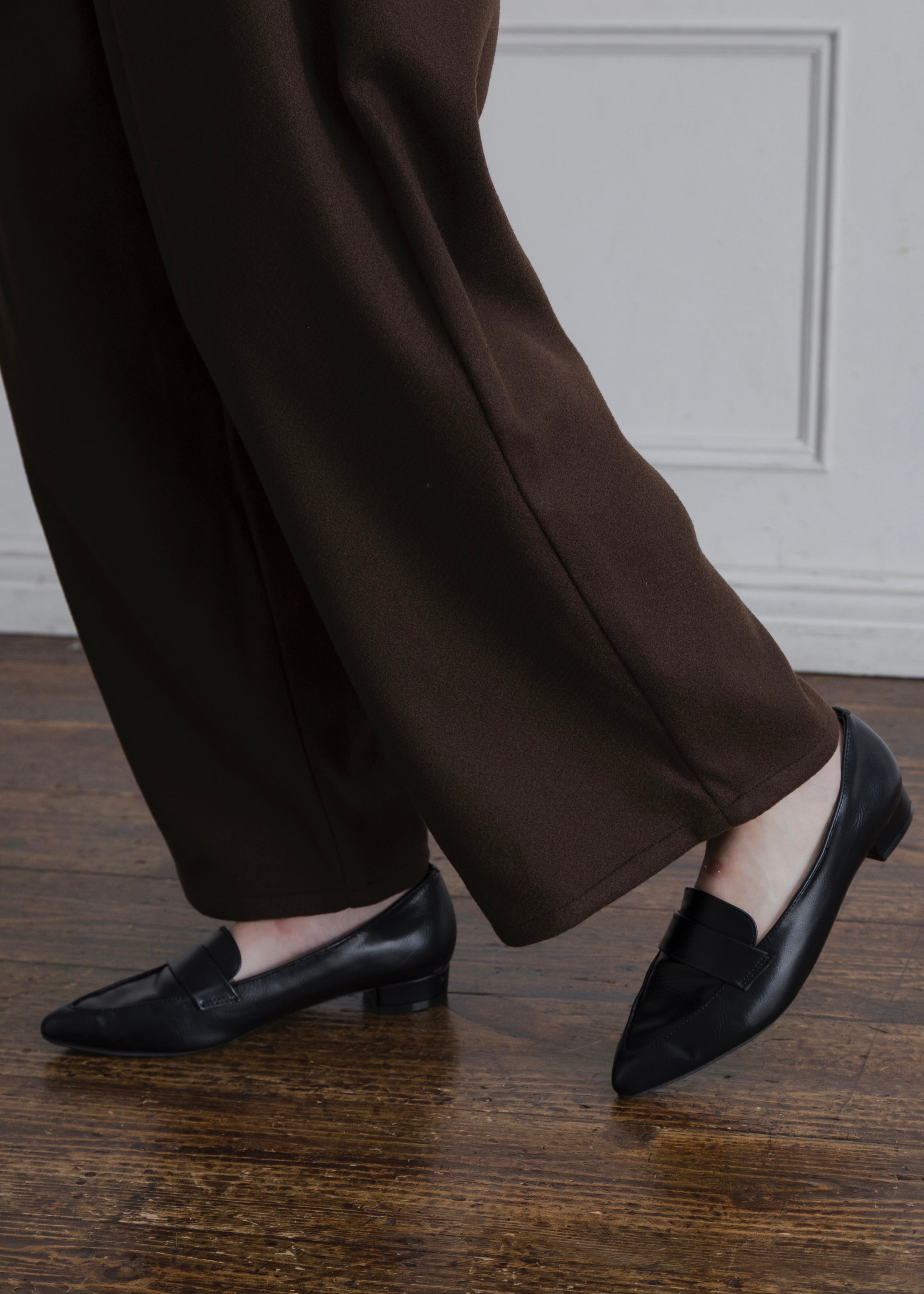 FAUX WOOL TUCK PANTS