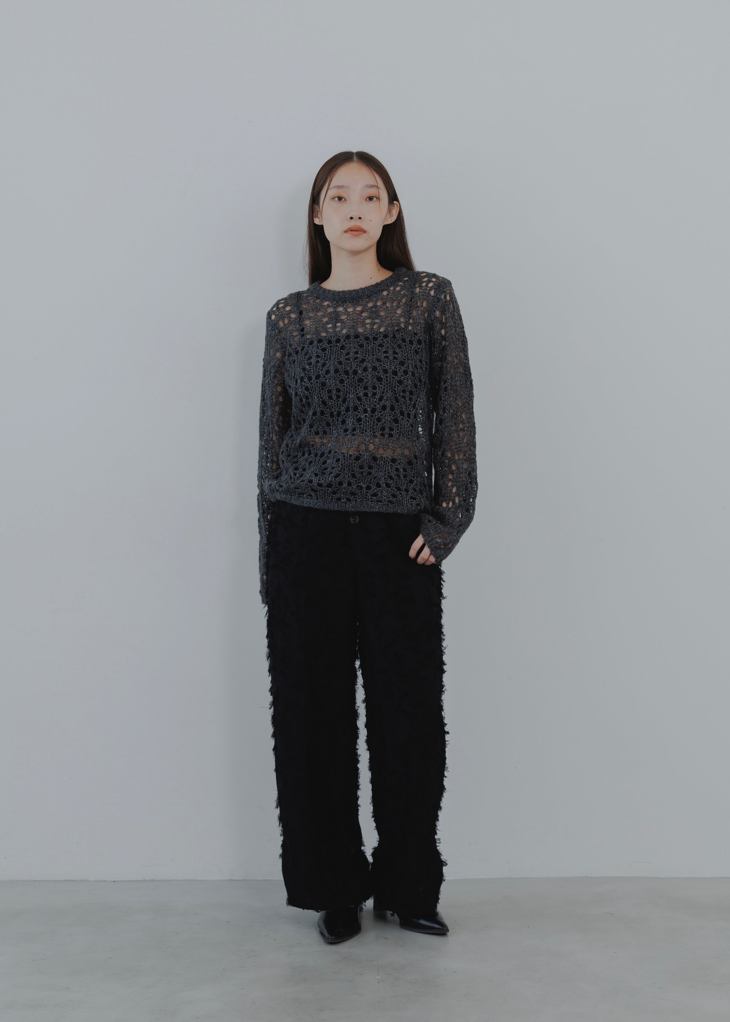 OPENWORK MOHAIR KNIT PULLOVER