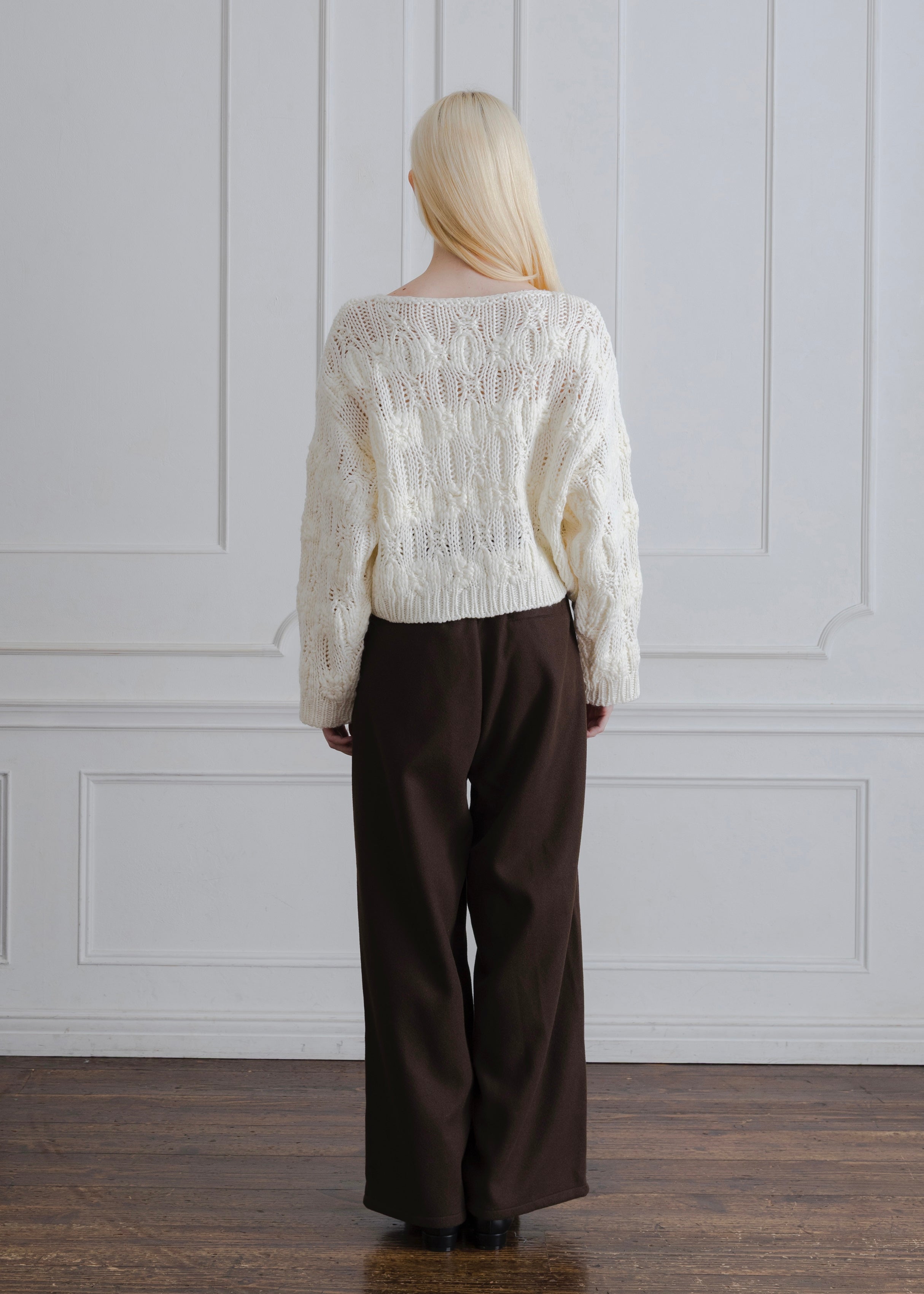 FAUX WOOL TUCK PANTS