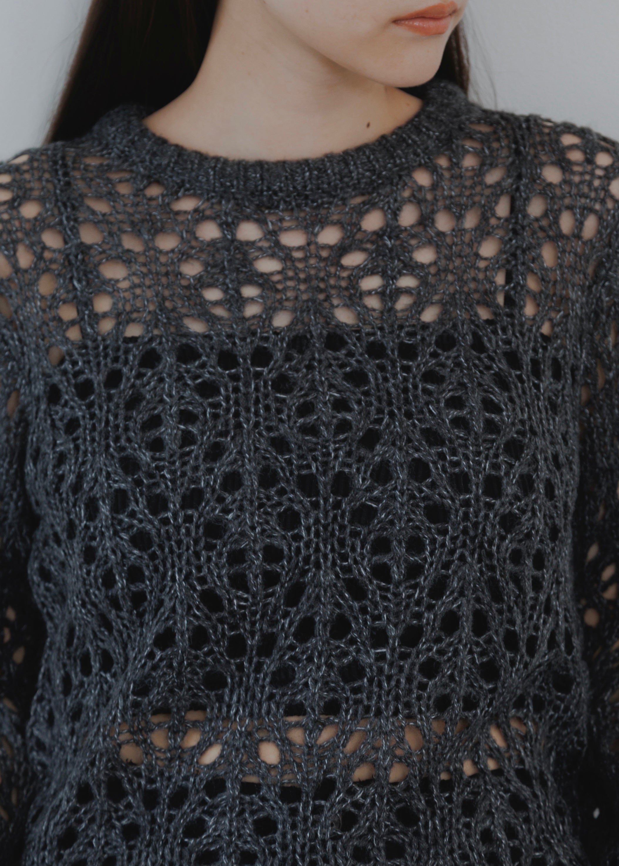 OPENWORK MOHAIR KNIT PULLOVER