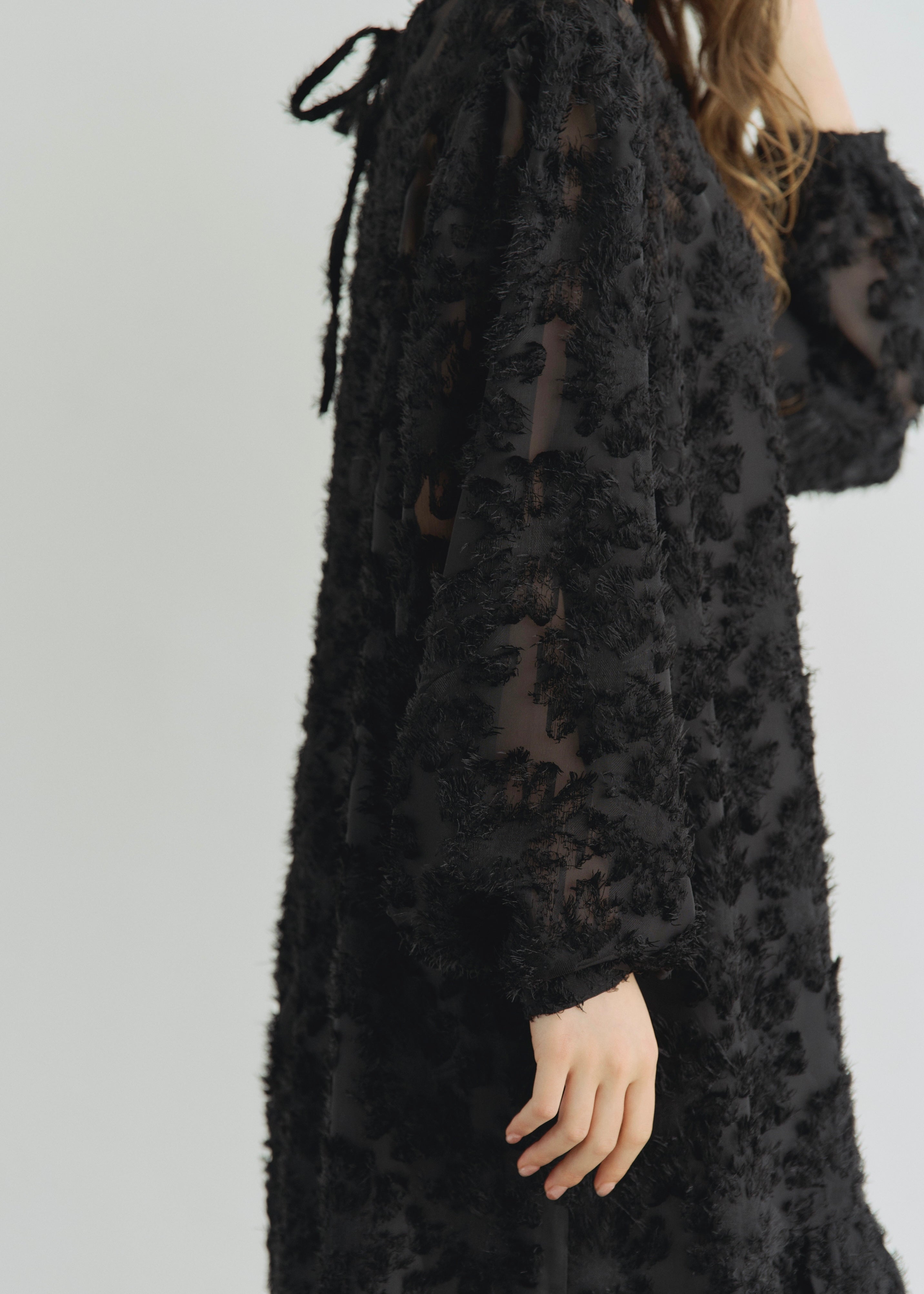 2WAY SHEER JACQUARD DRESS