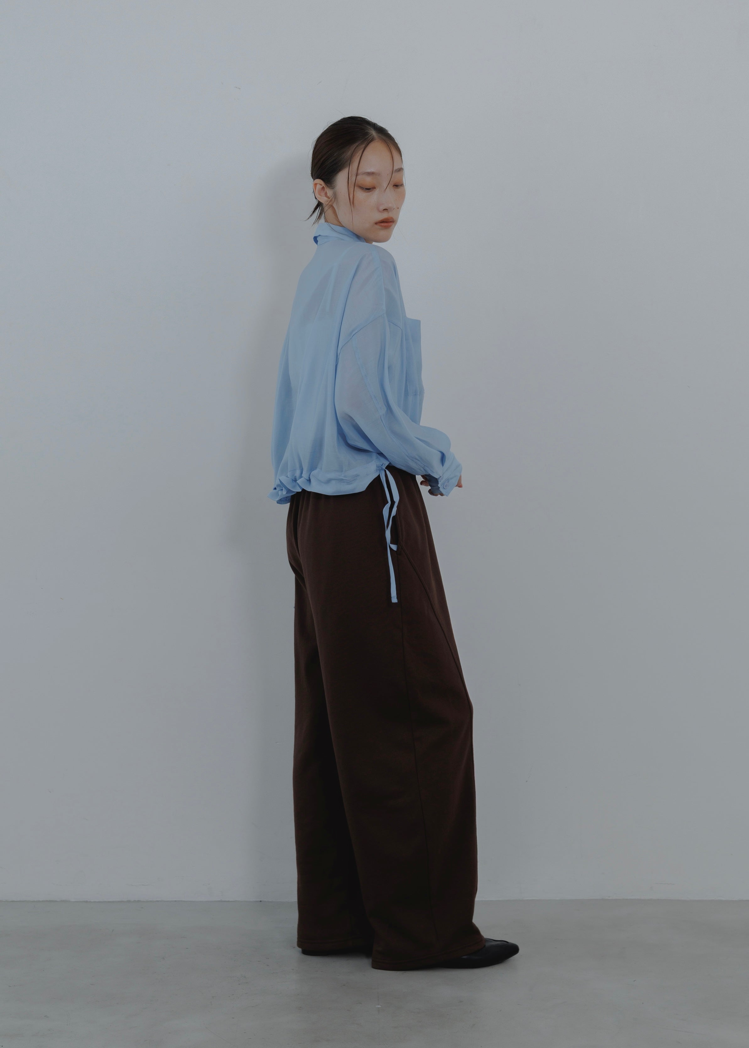 SHEER GATHER SHORT BLOUSE