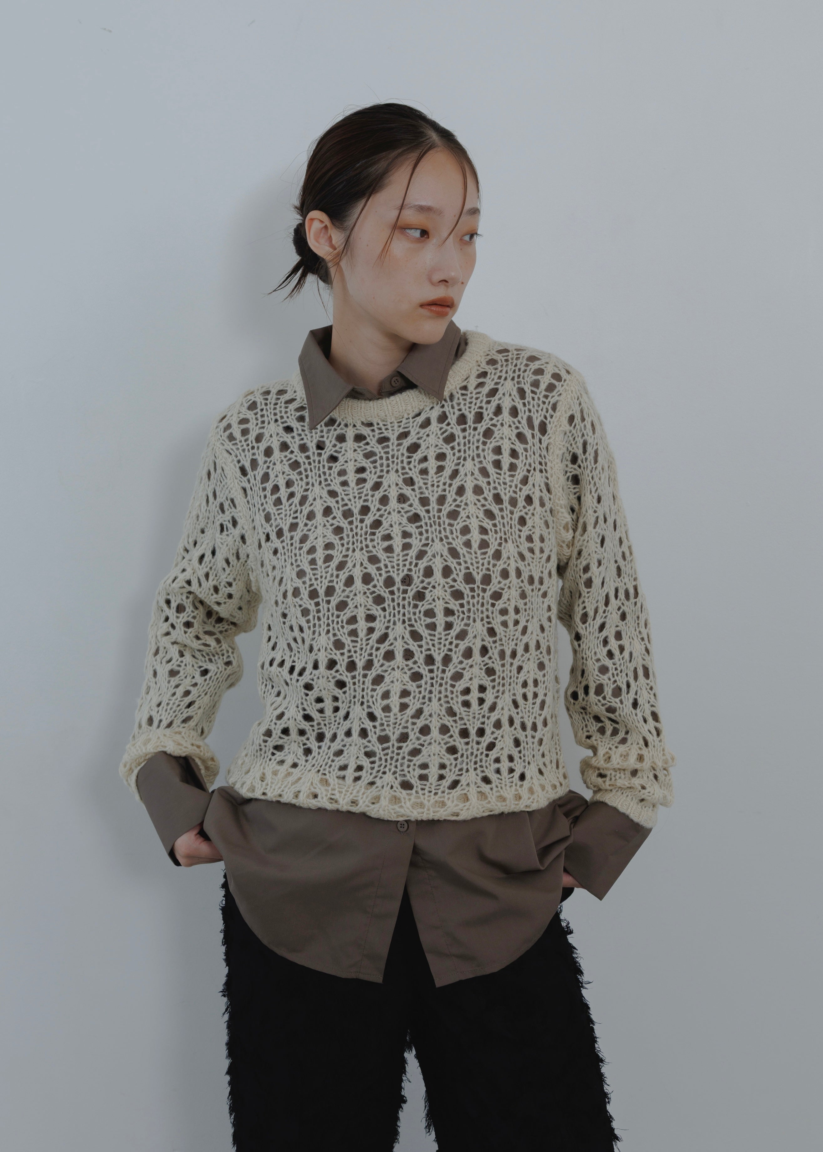 OPENWORK MOHAIR KNIT PULLOVER