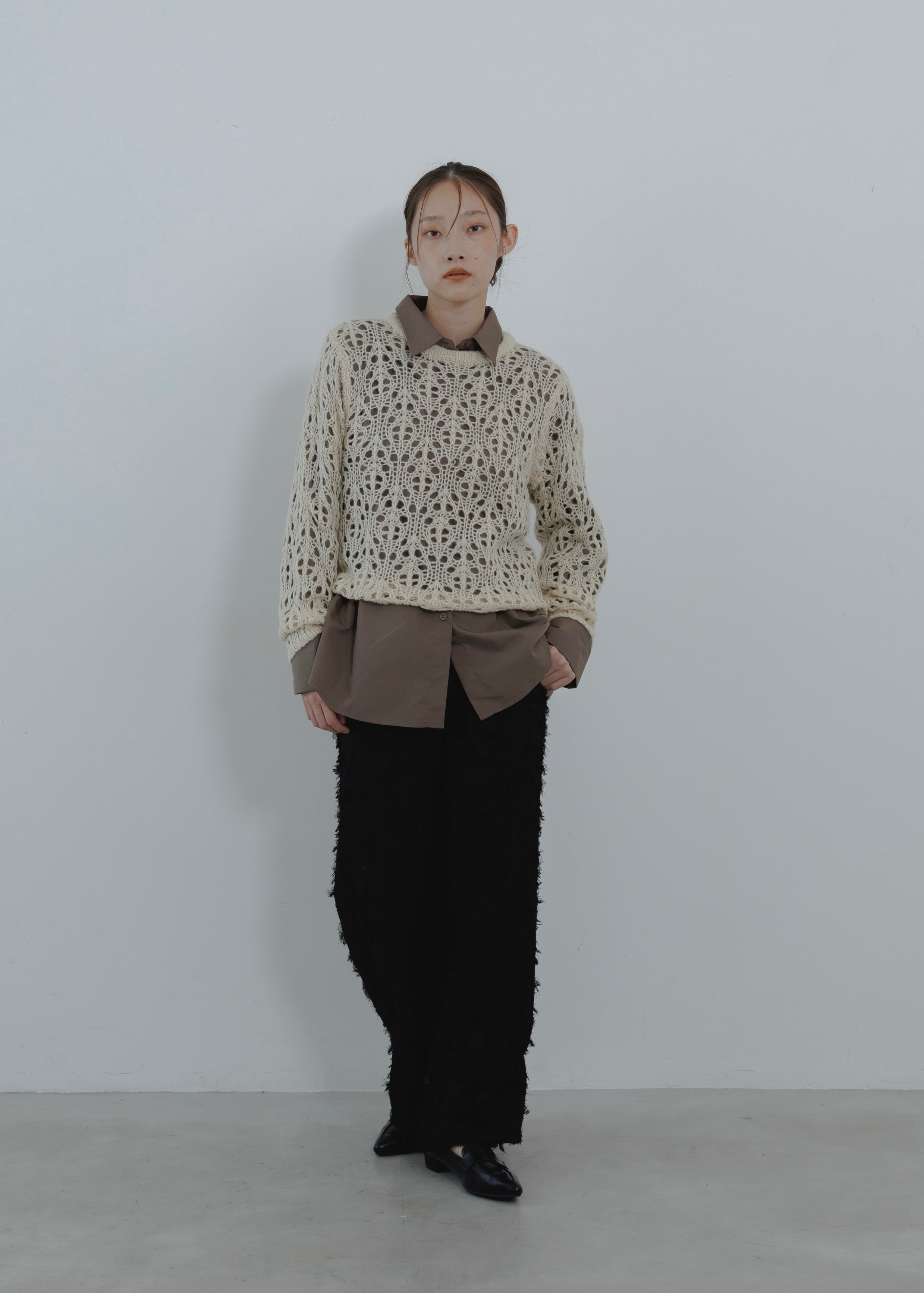 OPENWORK MOHAIR KNIT PULLOVER