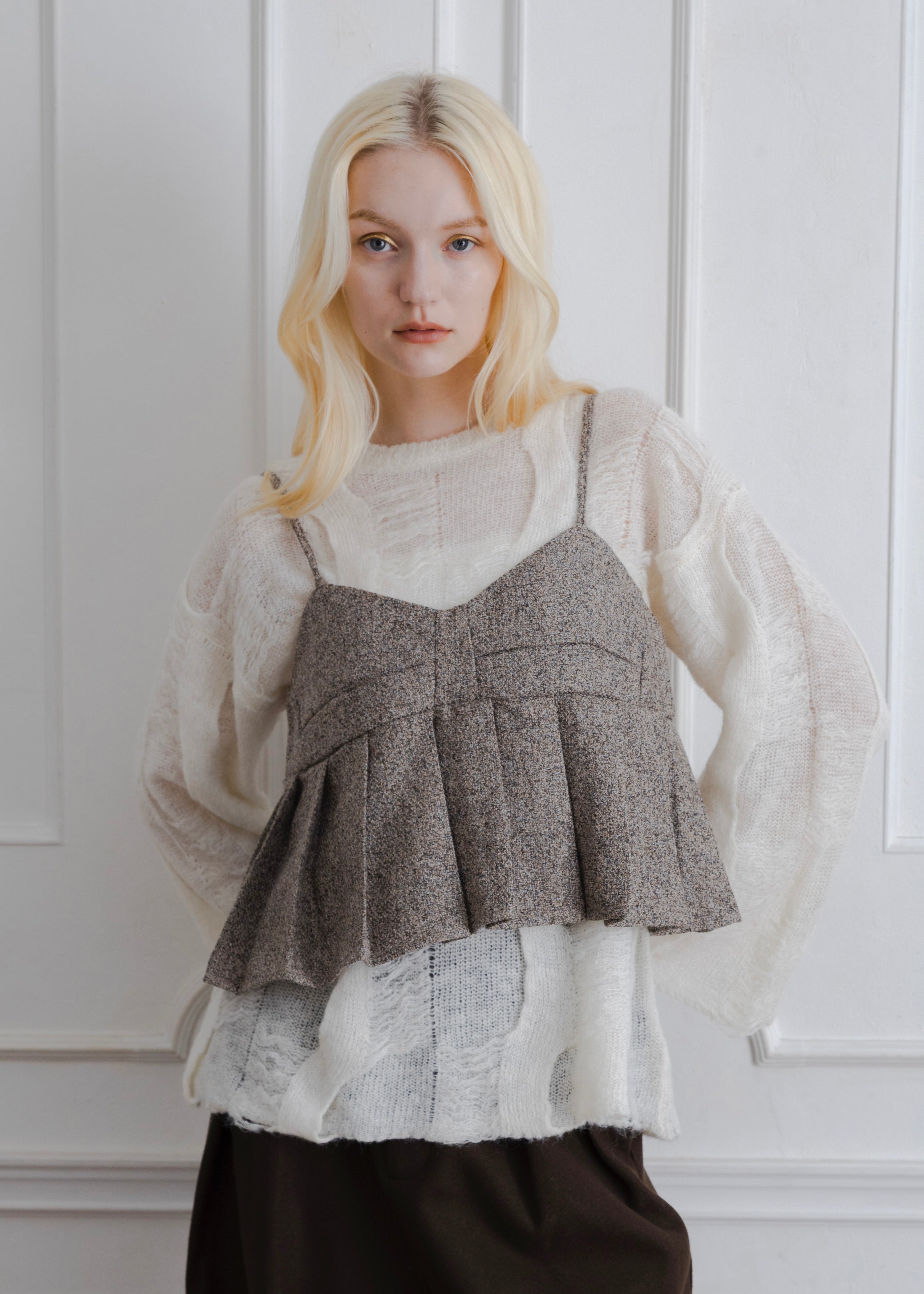 TWEED PLEATS CAMISOLE