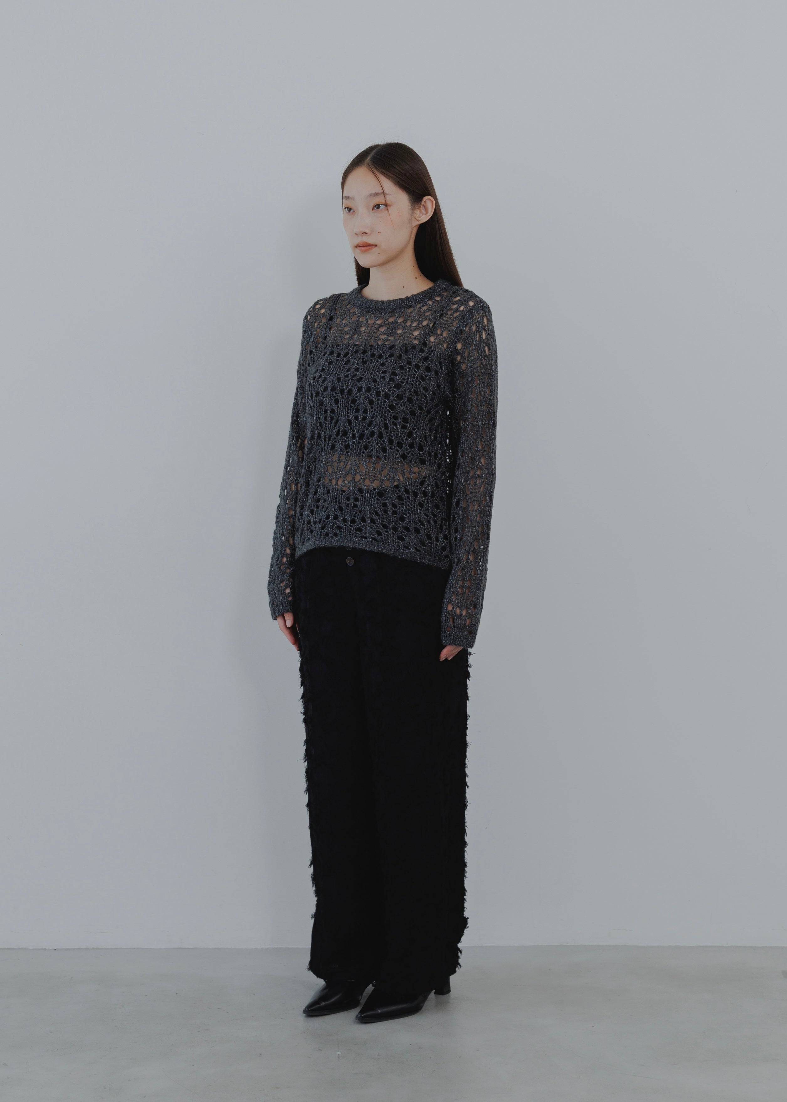 OPENWORK MOHAIR KNIT PULLOVER