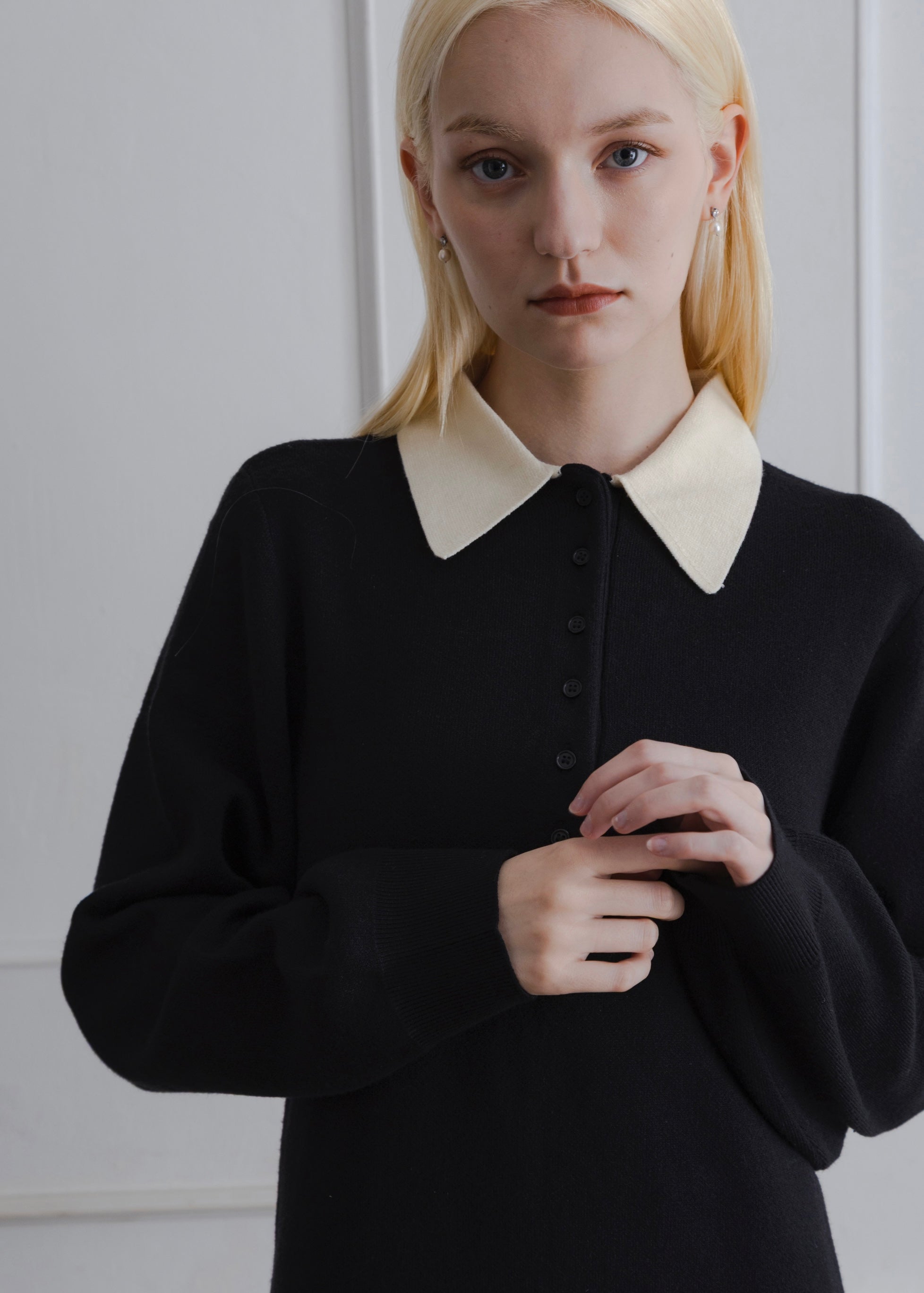 BICOLOR POLO KNIT DRESS