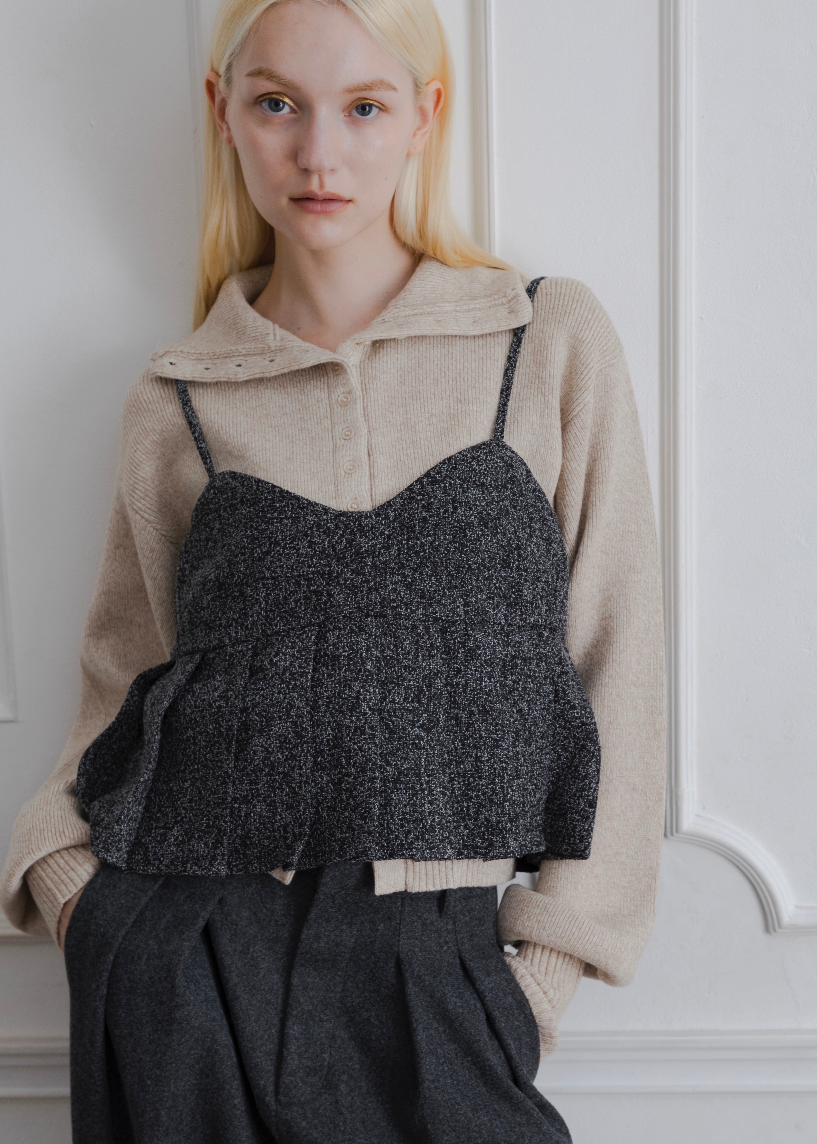 TWEED PLEATS CAMISOLE