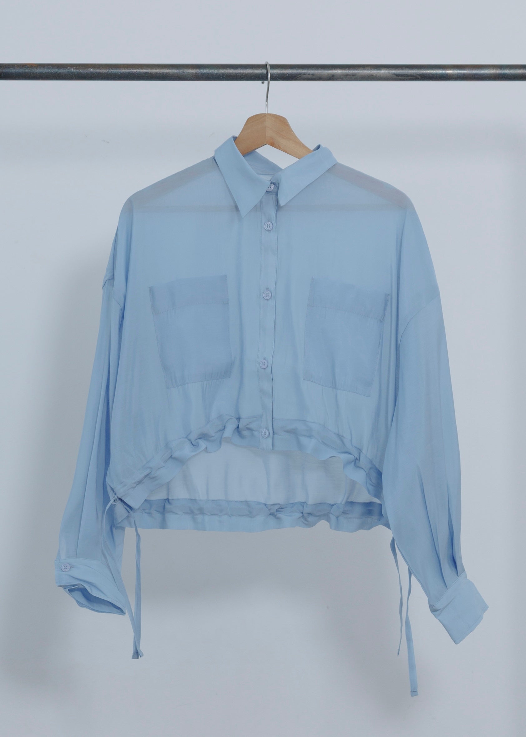 SHEER GATHER SHORT BLOUSE
