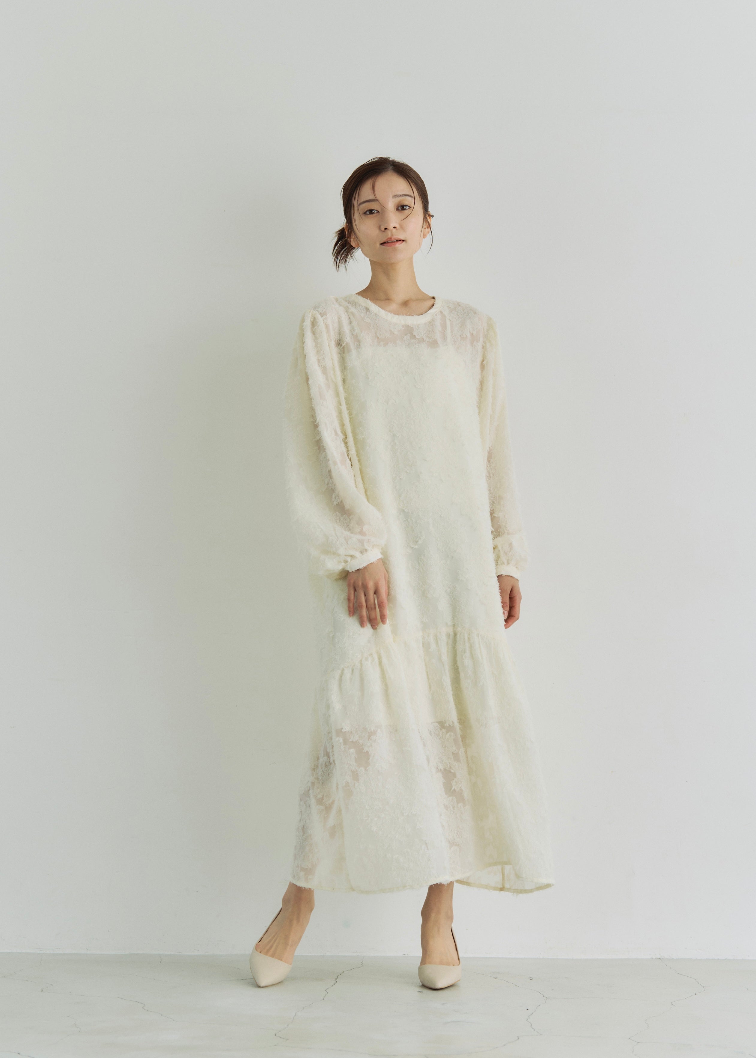 2WAY SHEER JACQUARD DRESS