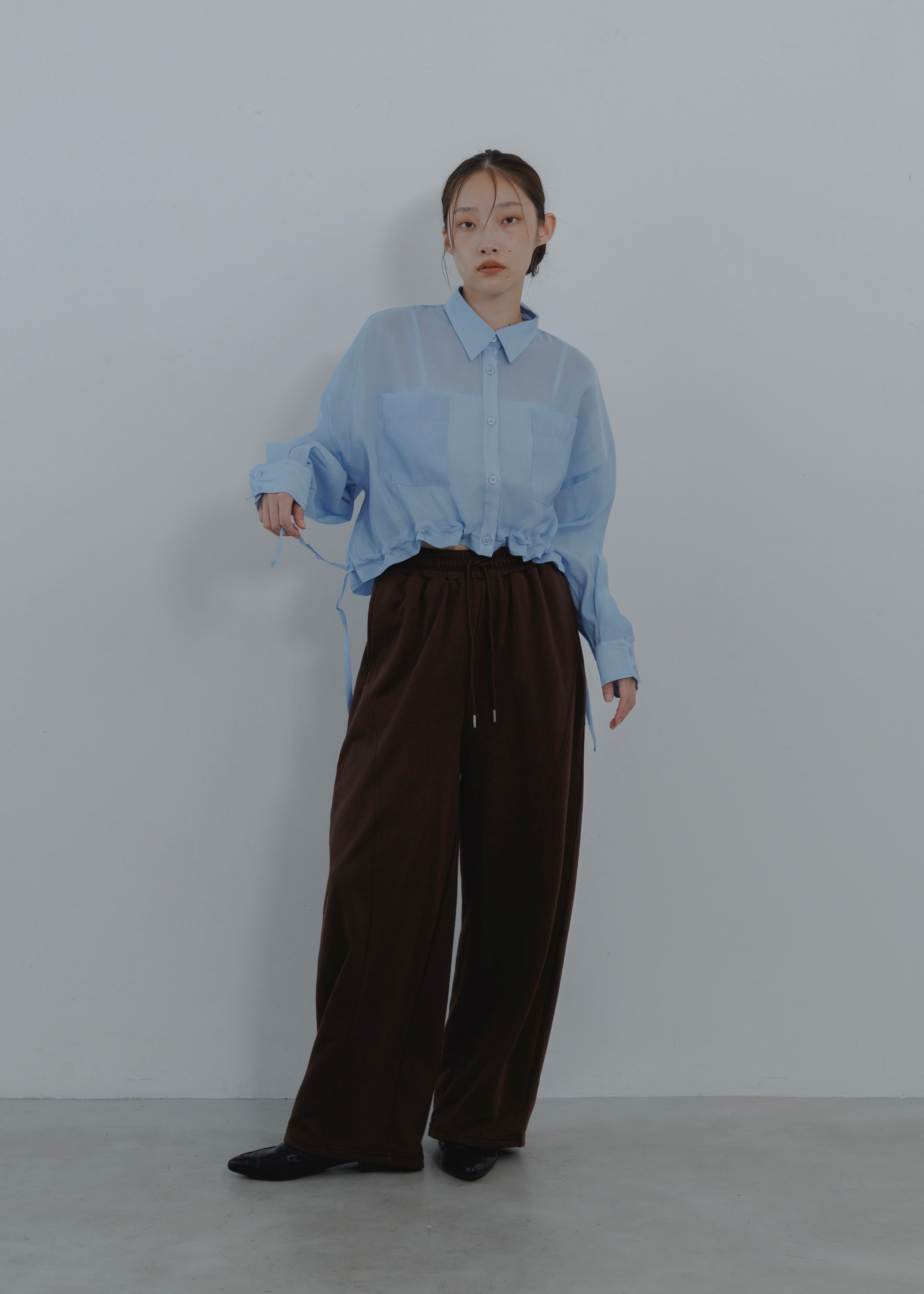 SHEER GATHER SHORT BLOUSE
