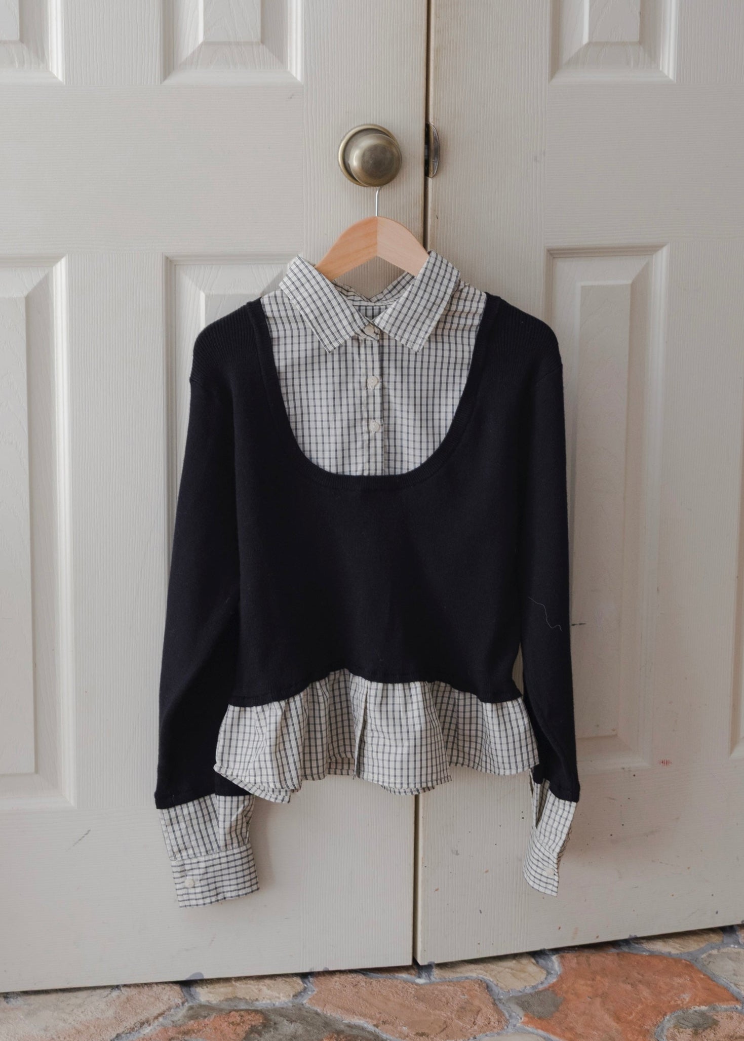 トップス shirt docking frill cuffs knit CD SHIRT DOCKING KNIT PULLOVER
