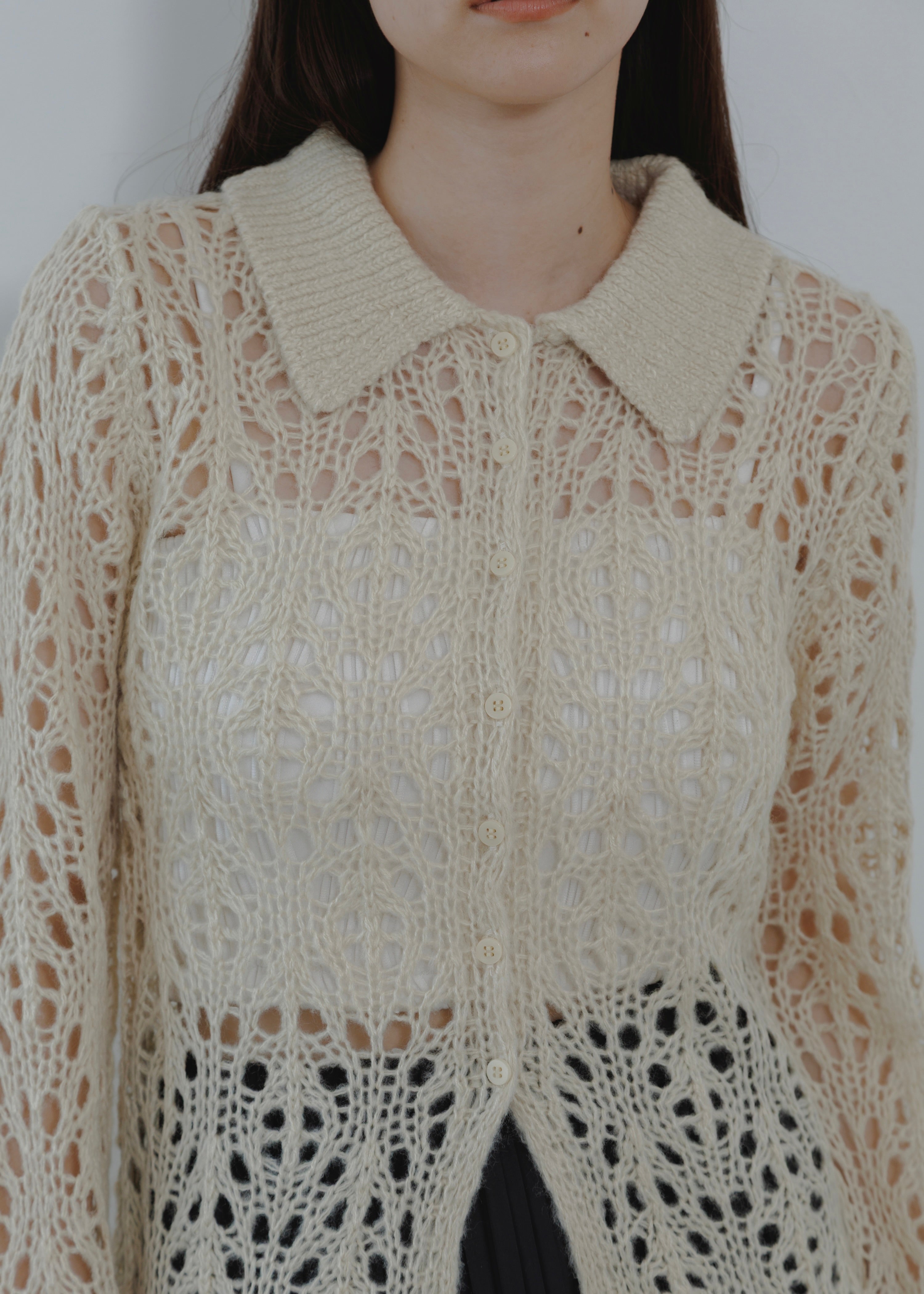 OPENWORK MOHAIR CARDIGAN
