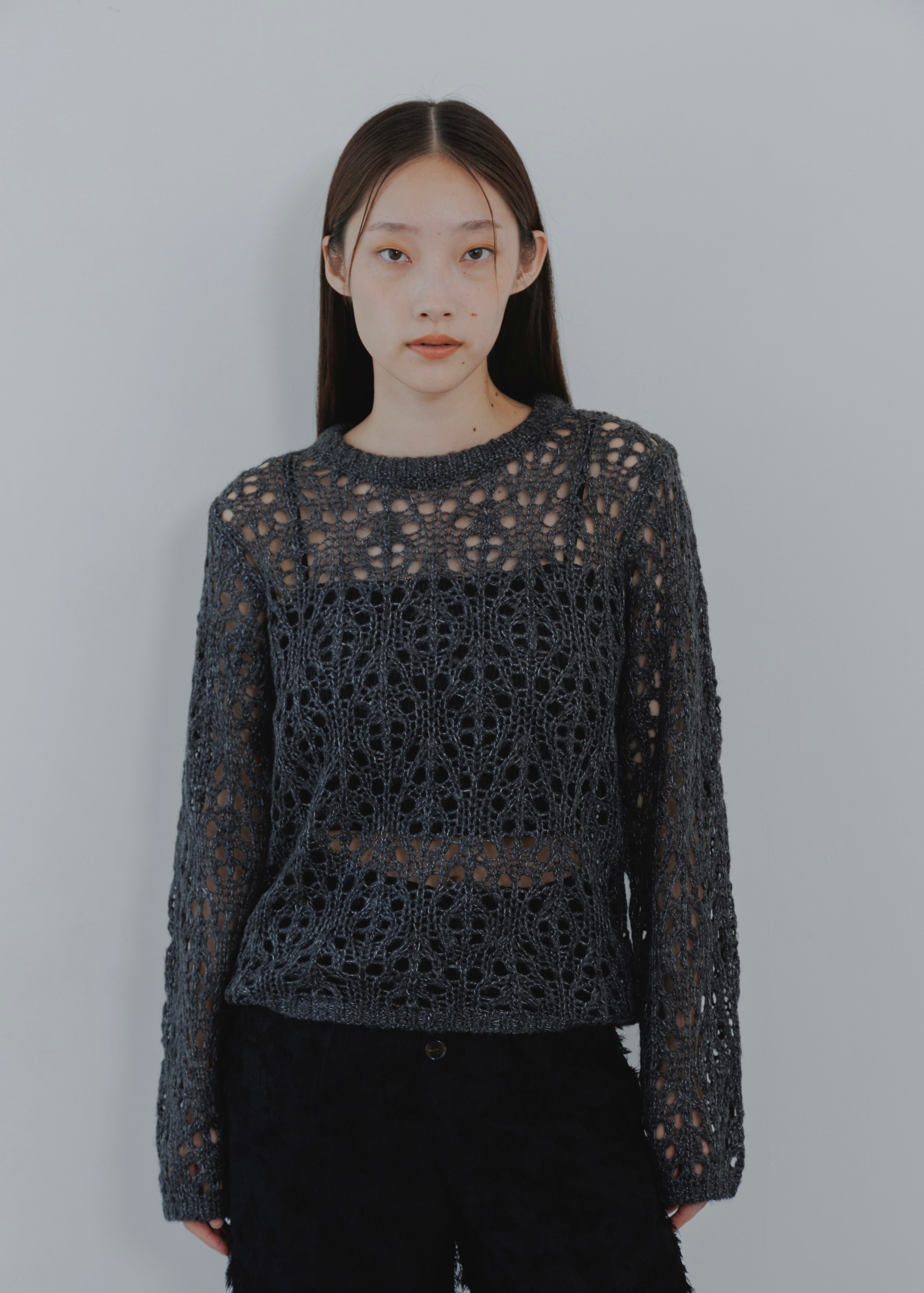 OPENWORK MOHAIR KNIT PULLOVER