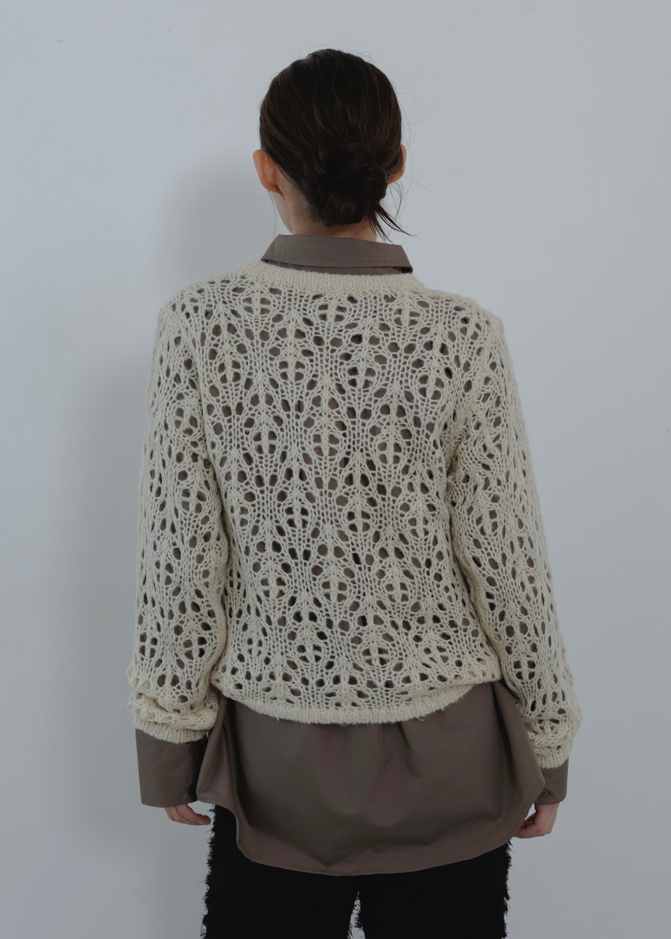 OPENWORK MOHAIR KNIT PULLOVER